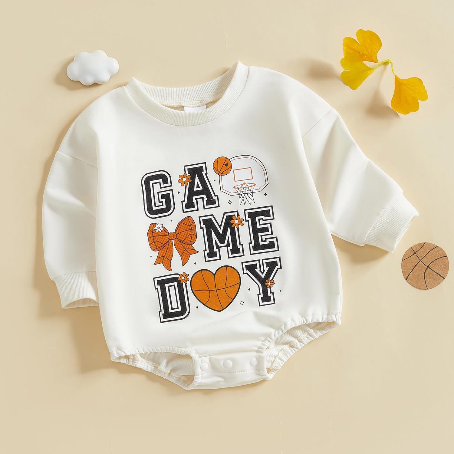 Baby Boy Girl Basketball Outfit Game Day Bubble Romper Long Sleeve Bodysuit Newborn Sweatshirt Infant Fall Clothes - Image 7