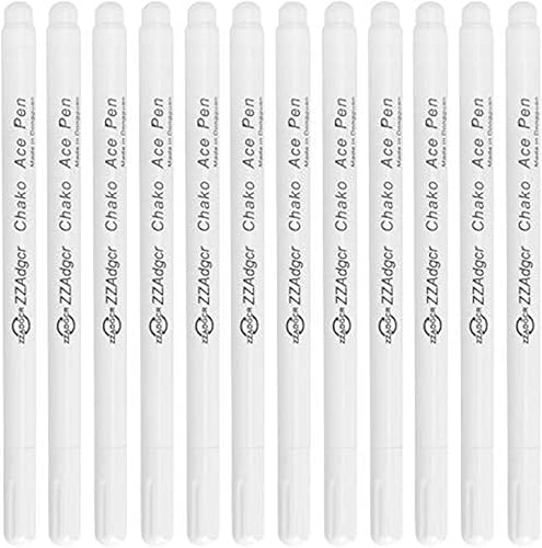 12 bolígrafos de marcado de tela borrable por calor de color blanco, rotulador de tela, tinta soluble en agua, bolígrafo de marcado de tinta que