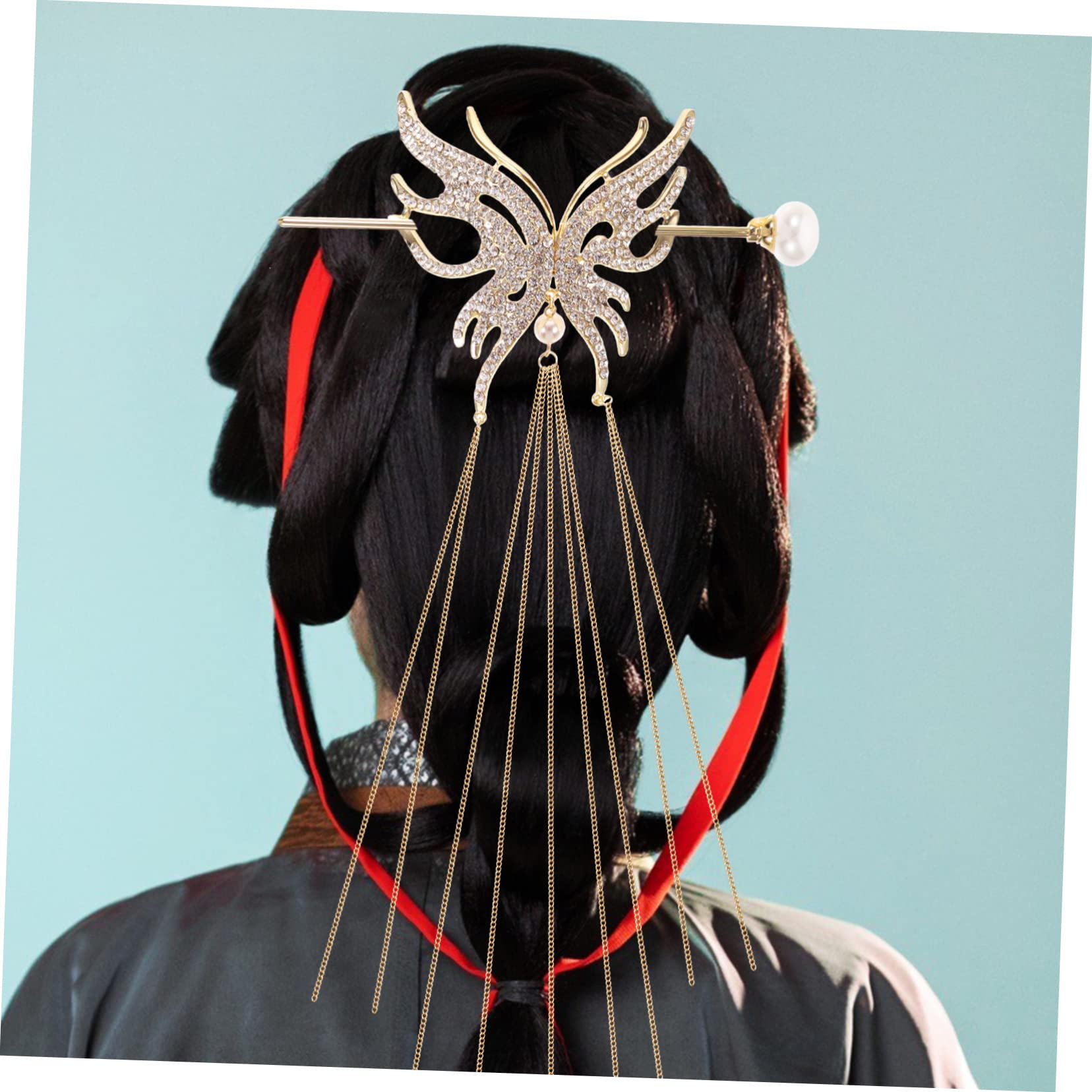 minkissy 5pezzi Fermaglio Per Forma Di Farfalla Con Perle Accessorio Vintage Per Chignon Elegante e Resistente Per Donne Per Acconciature Quotidiane