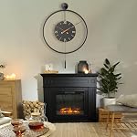 30.7×20 Inch Large Wall Clocks for Home Oversized,Big Metal 3D Roman Numeral Dial,Black Modern Minimalist Pendulum Wall Clock with Elegant Walnut Pointers for Office,Dining Room Decor