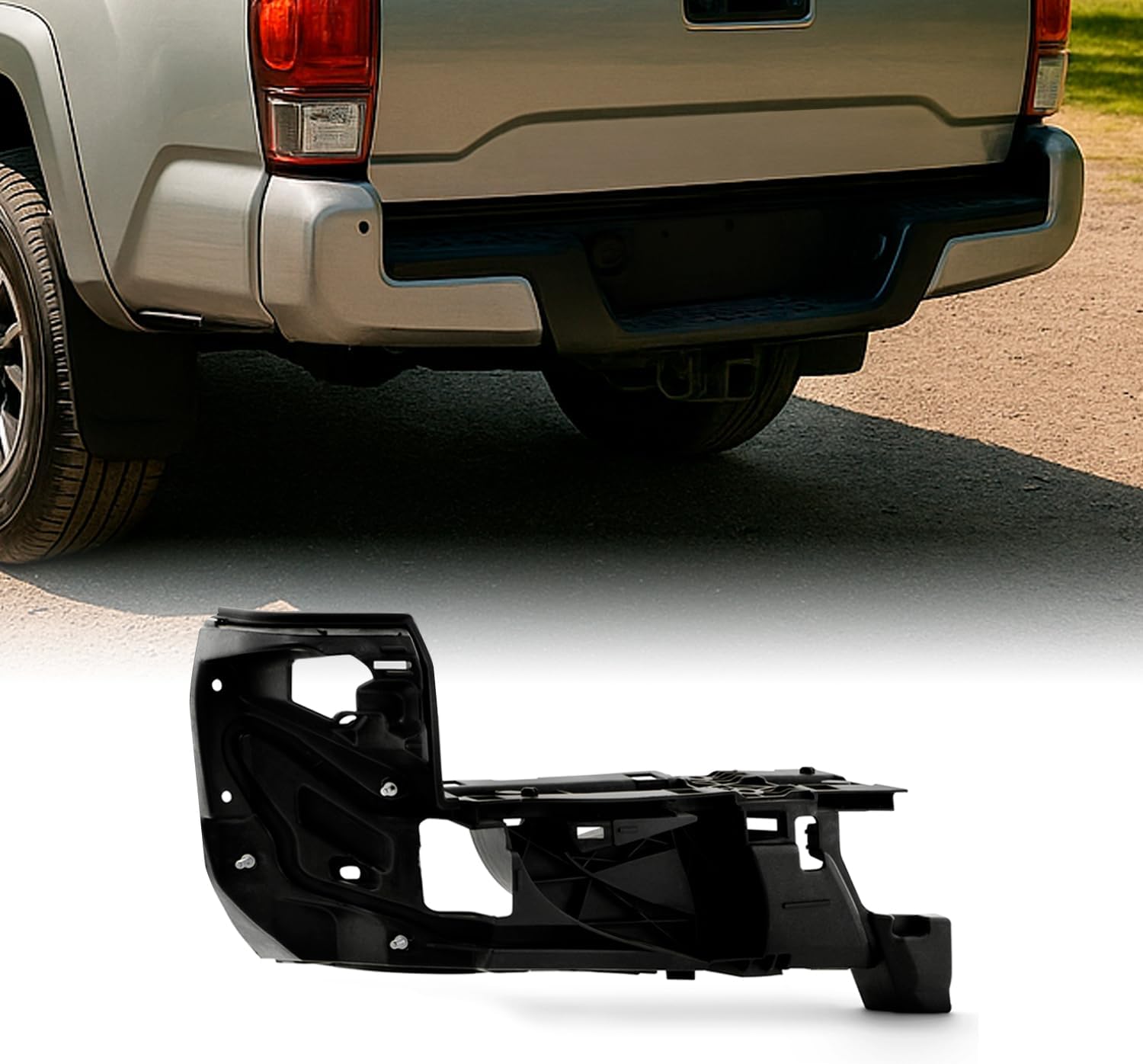 AKKON - Fit 2016-2022 Toyota Tacoma Rear End Bumper Outer Extension Assembly Bracket Black Left Driver Side