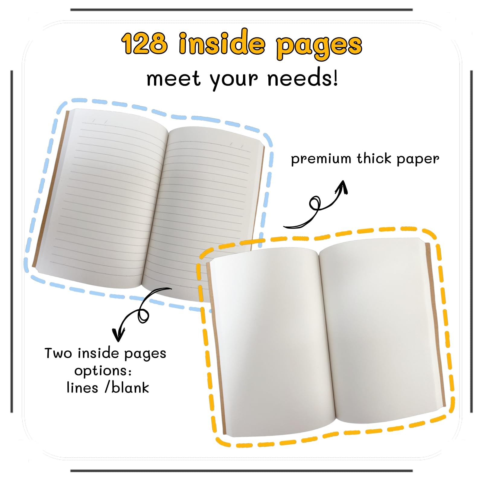 Ricarica per quaderni A5, confezione da 5 inserti a righe, 256 pagine per libro, ricariche A5 per agende, 20,5 x 13,8 cm