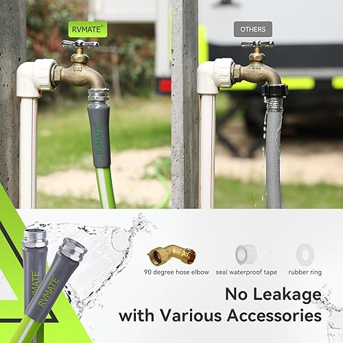 Miniatura 6 de RVMATE Manguera de agua para autocaravana de 15 pies, 58 pulgadas de diámetro interior, sin plomo, sin fugas, manguera de jardín para