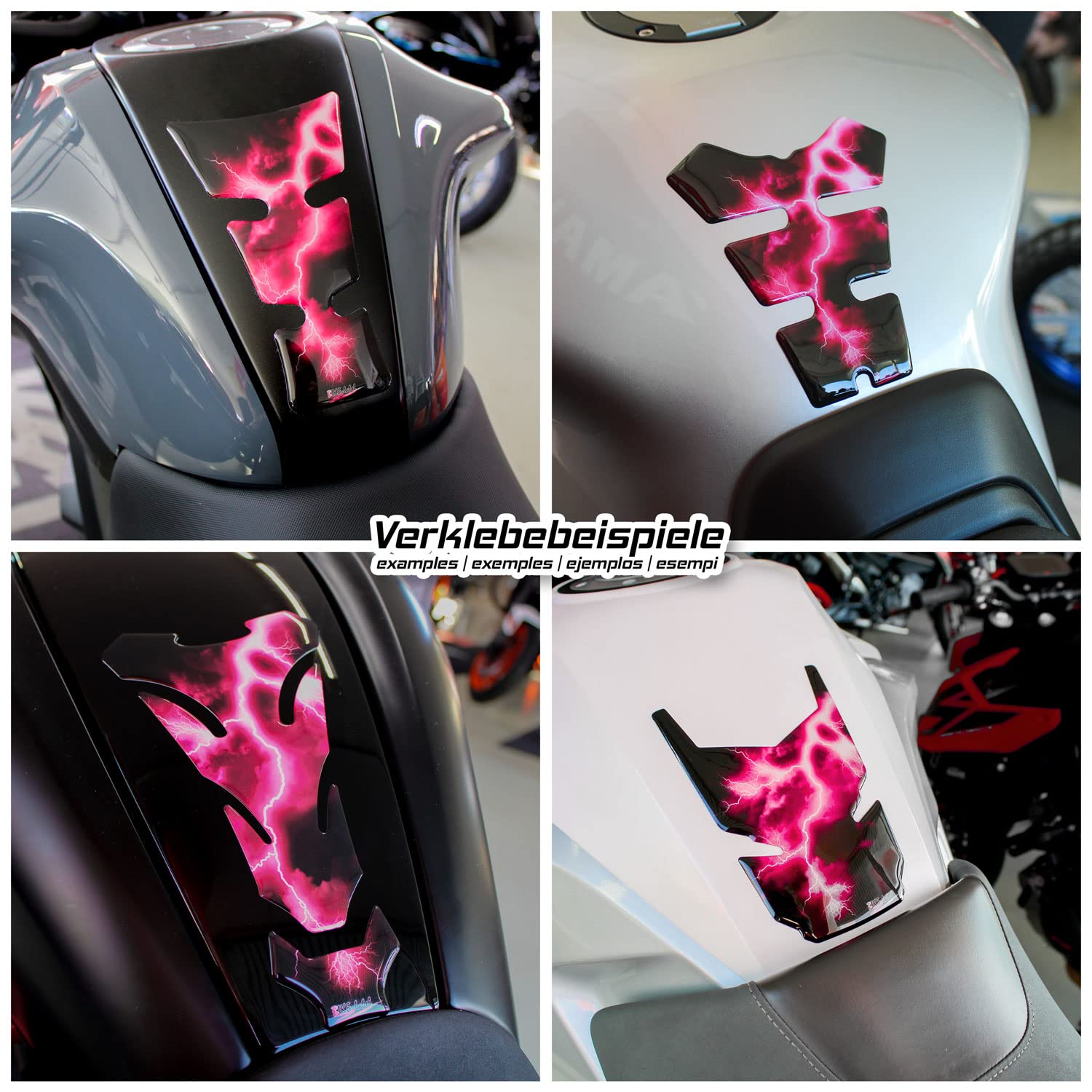 BIKE-label X502341VA Protège-Réservoir 3D Autocollant Moto Éclair Rose Violet