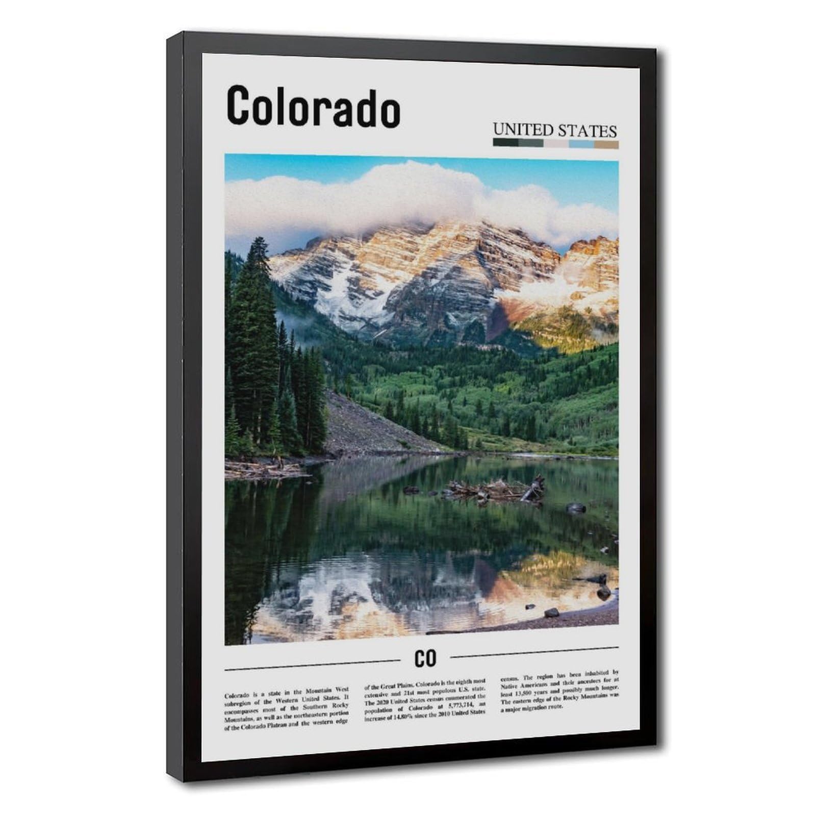 Wcyb Black Frame Colorado Lakes Mountains The United States Of America Scenery Travel Prints Posters Canvas Deco Paintings Wall Art For Office Living Room Hangable Fra