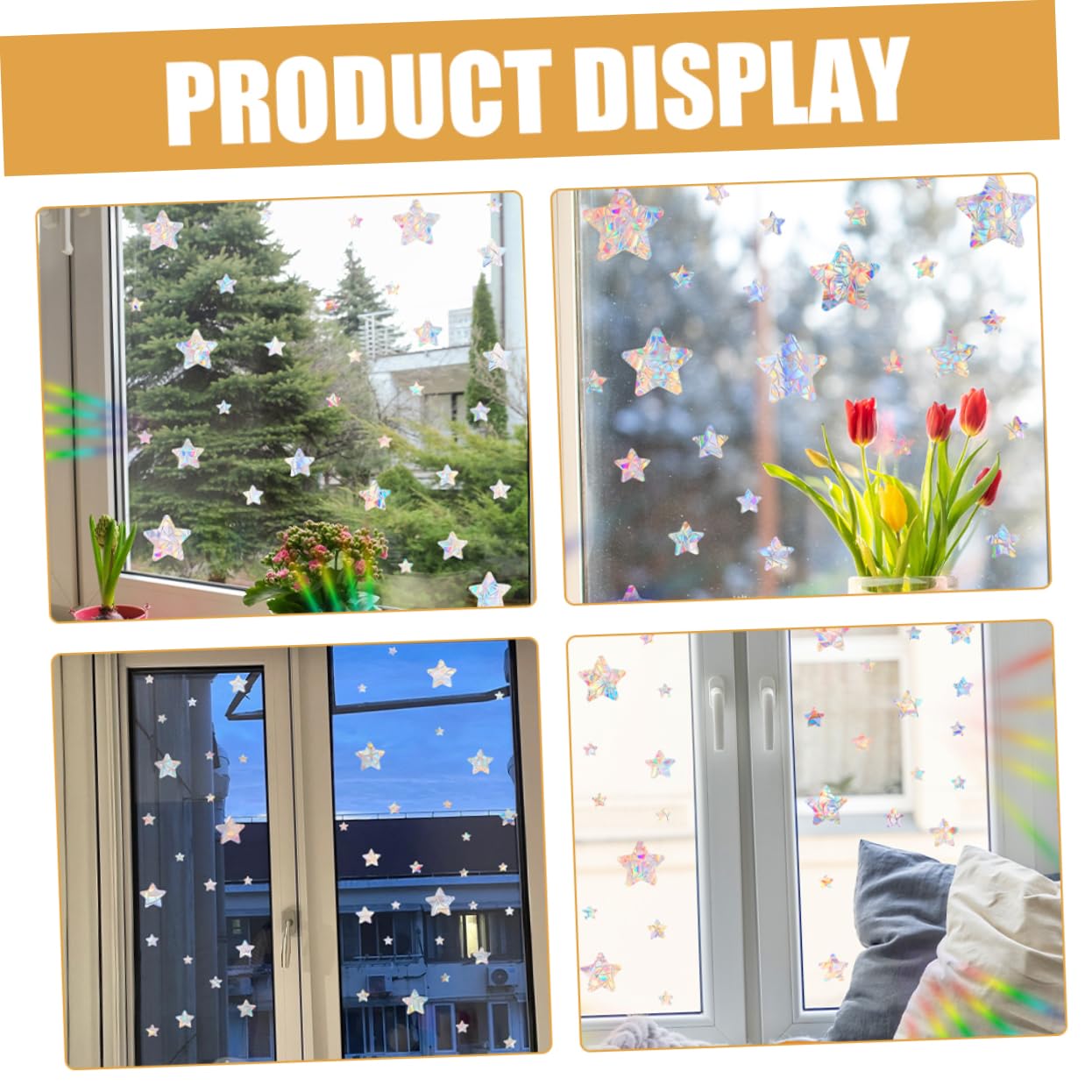 Ciieeo 10juegos Calcomanías De Ventana Anti-colisión Diseño De Estrellas De Pegatinas Para Protección De Aves y Decoración De Interiores