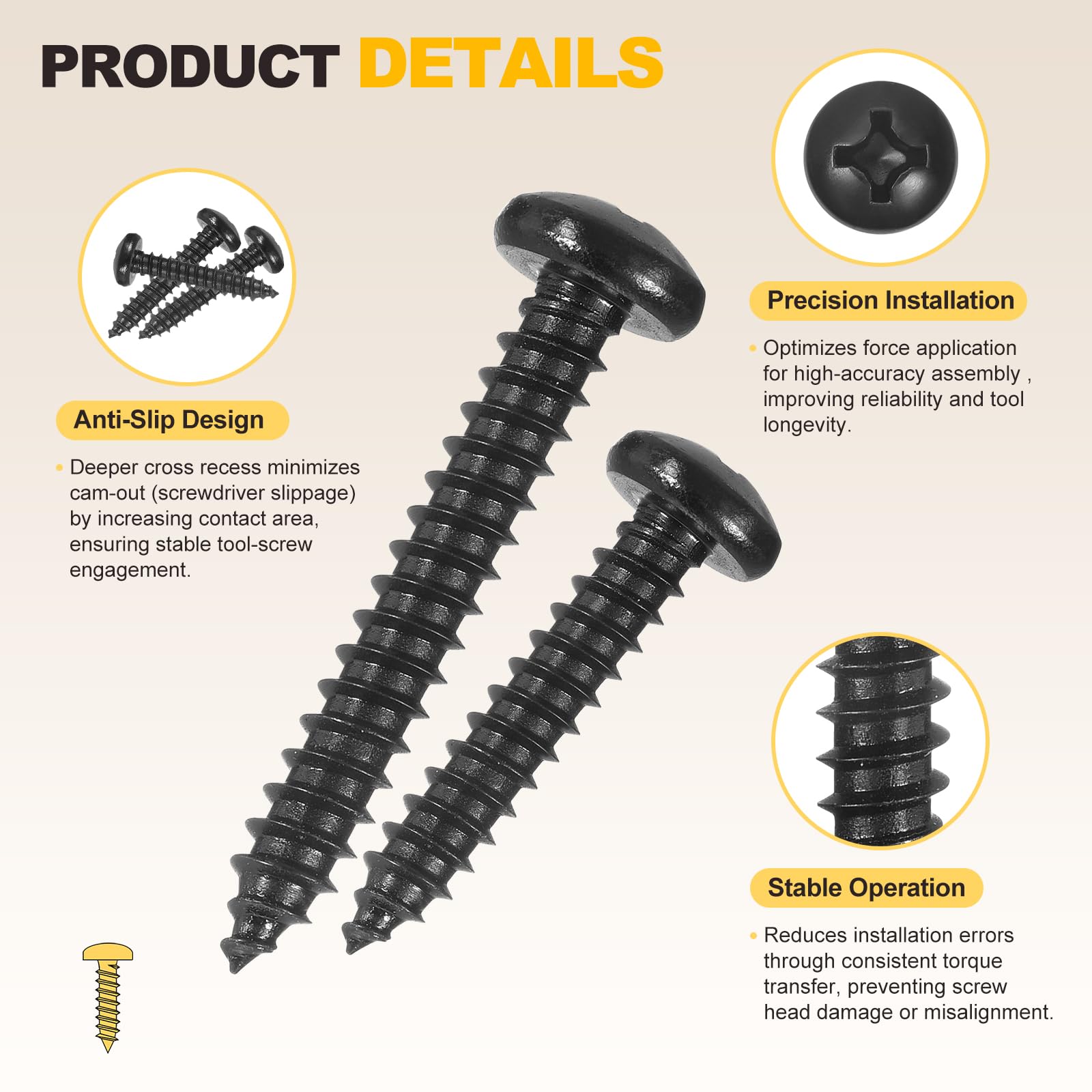 METALLIXITY Phillips Pan Head Self Tapping Screws(#10x3/4") 100Pcs - Image 4