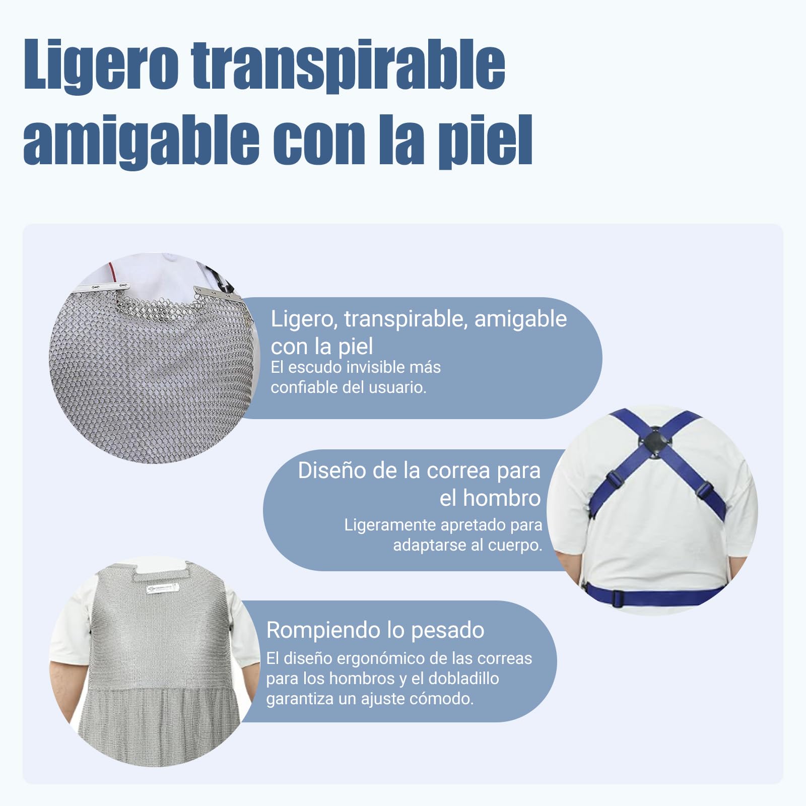 Delantal resistente a cortes, babero de trabajo de seguridad de acero inoxidable, Delantal Protector De Trabajo De Seguridad De Carnicero, con Correas Ajustables for los Hombros