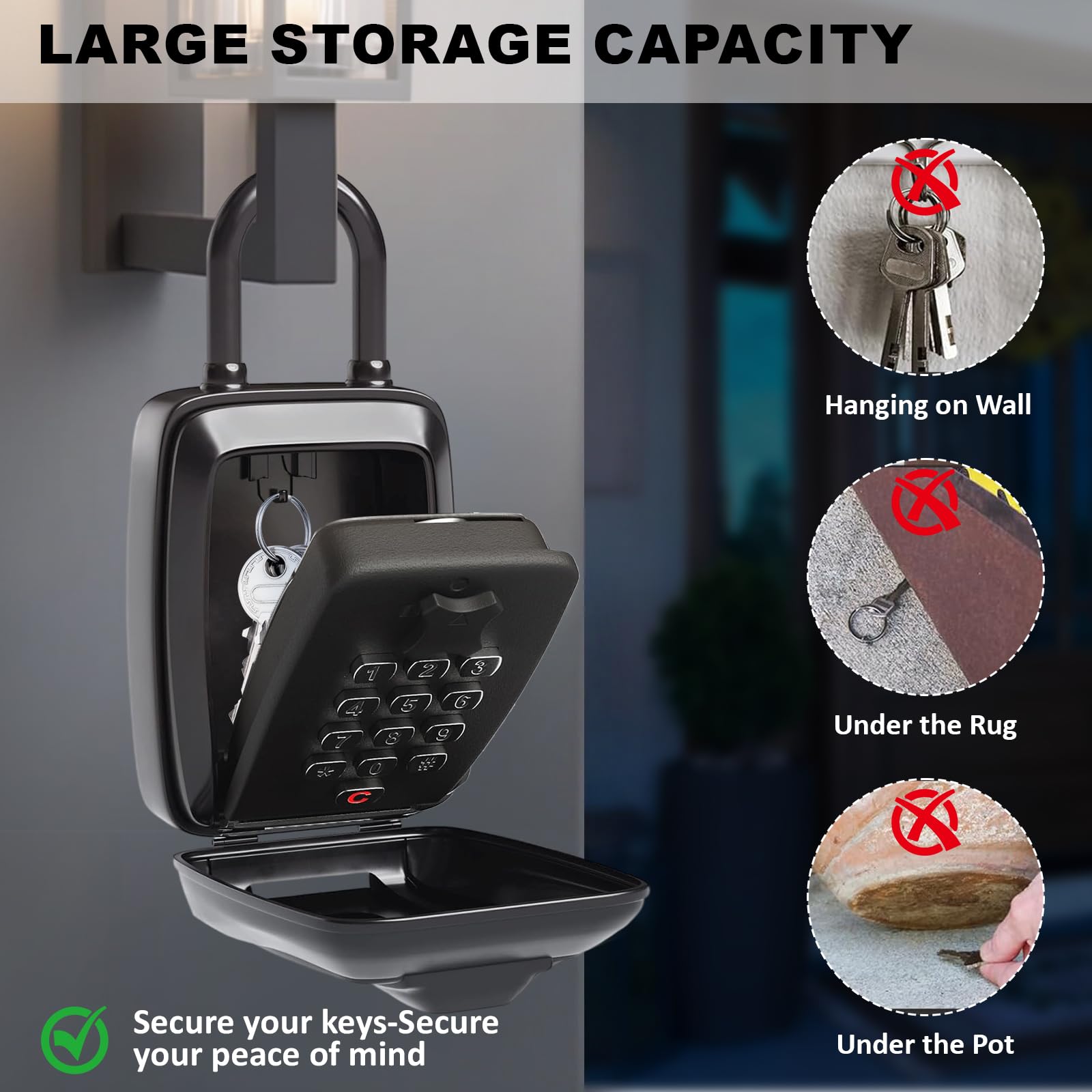 Key Safe Padlock Style Outdoor, Police Approved 12-Digit Combination Lock Box - Image 3