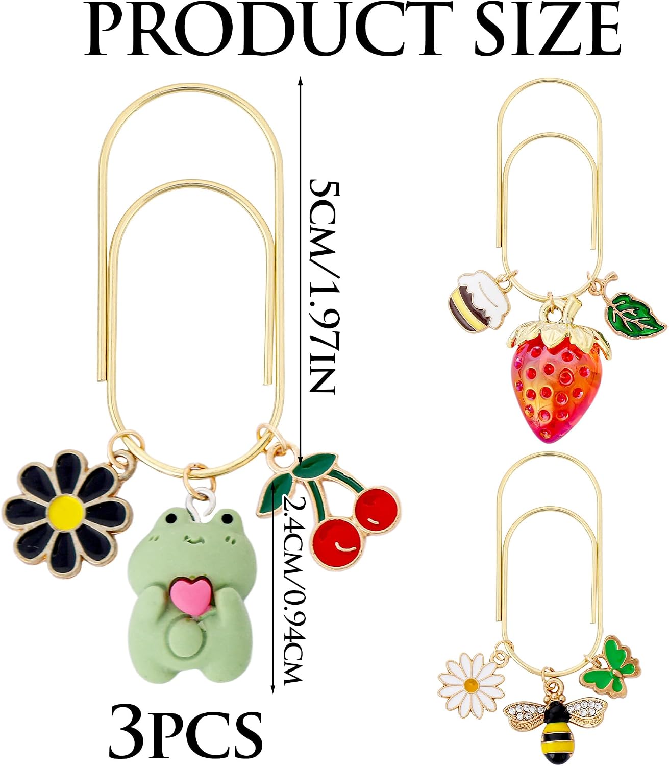 Cute Paperclip Bookmark Gift - 3 PCs Charm Strawberry Book Mark image 2