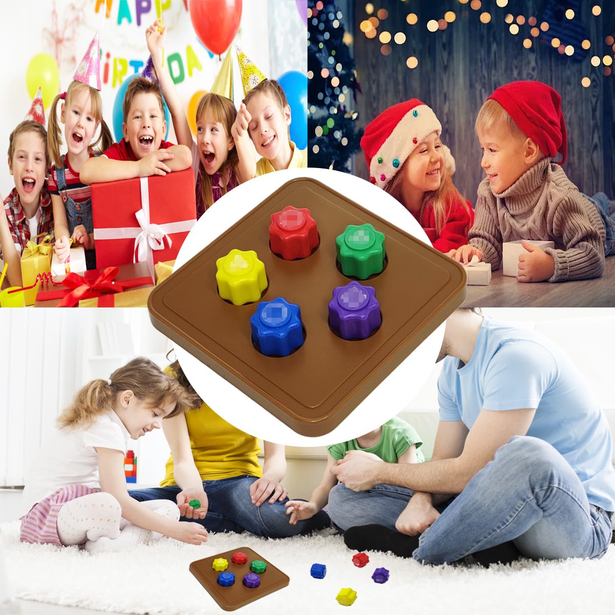 Juego Tradicional Coreano Gonggi, de Guijarros de Piedra y Calamar para Entrenamiento de Coordinación en Niños y Adultos (5Pcs+1Base)