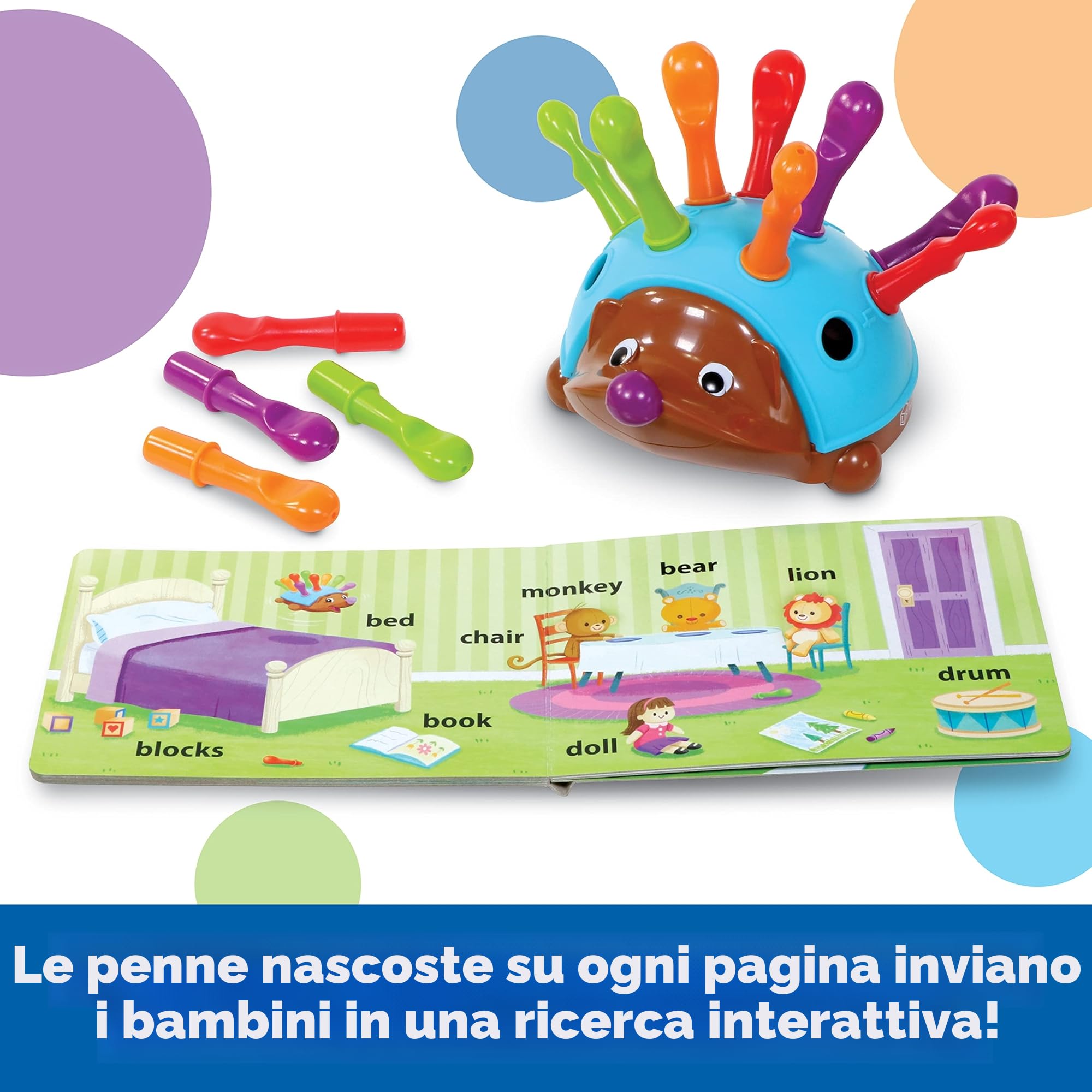 Learning Resources Spike Il Riccio della Motricità fine Prime Parole, Set Libro, Giocattoli per i Primi Anni, Divertimento della motricità fine, Abilità motorie Fini in età prescolare, 18 Mesi+