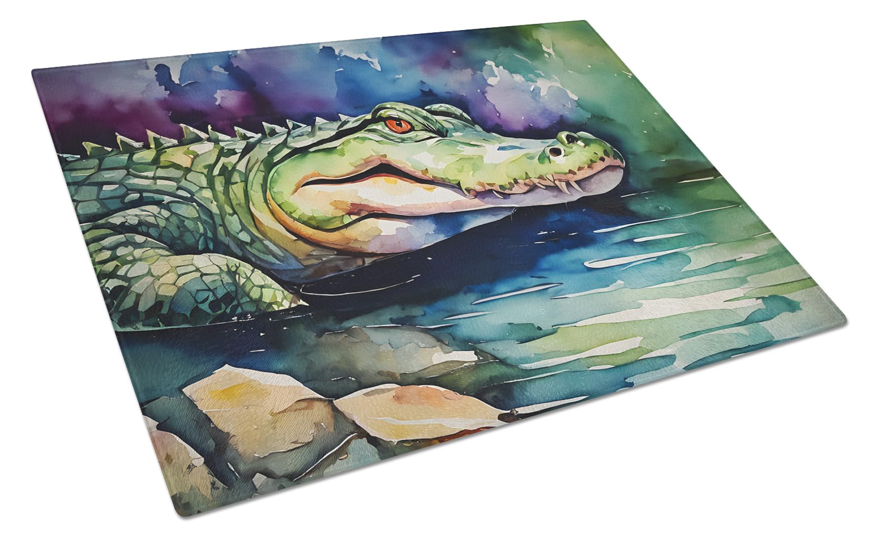 Caroline's Treasures DAC2865LCB Alligator Glass Cutting Board Large Decorative Tempered Glass Kitchen Cutting and Serving Board Large Size Chopping Board