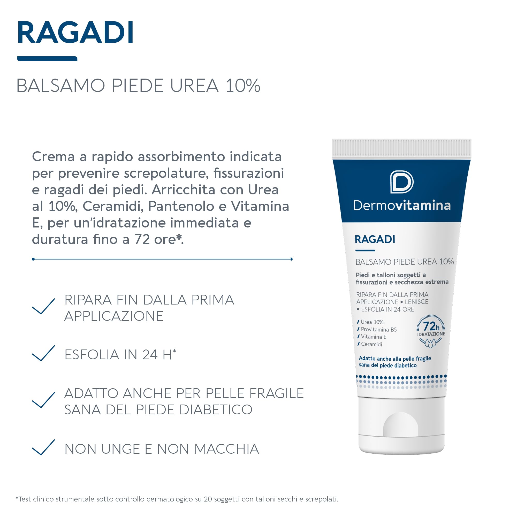 Dermovitamina Ragadi Piede Balsamo Urea 10% - Crema Piedi Riparatrice - Lenisce e Contrasta Screpolature e Fissurazioni - Nuova Formula - 75ml