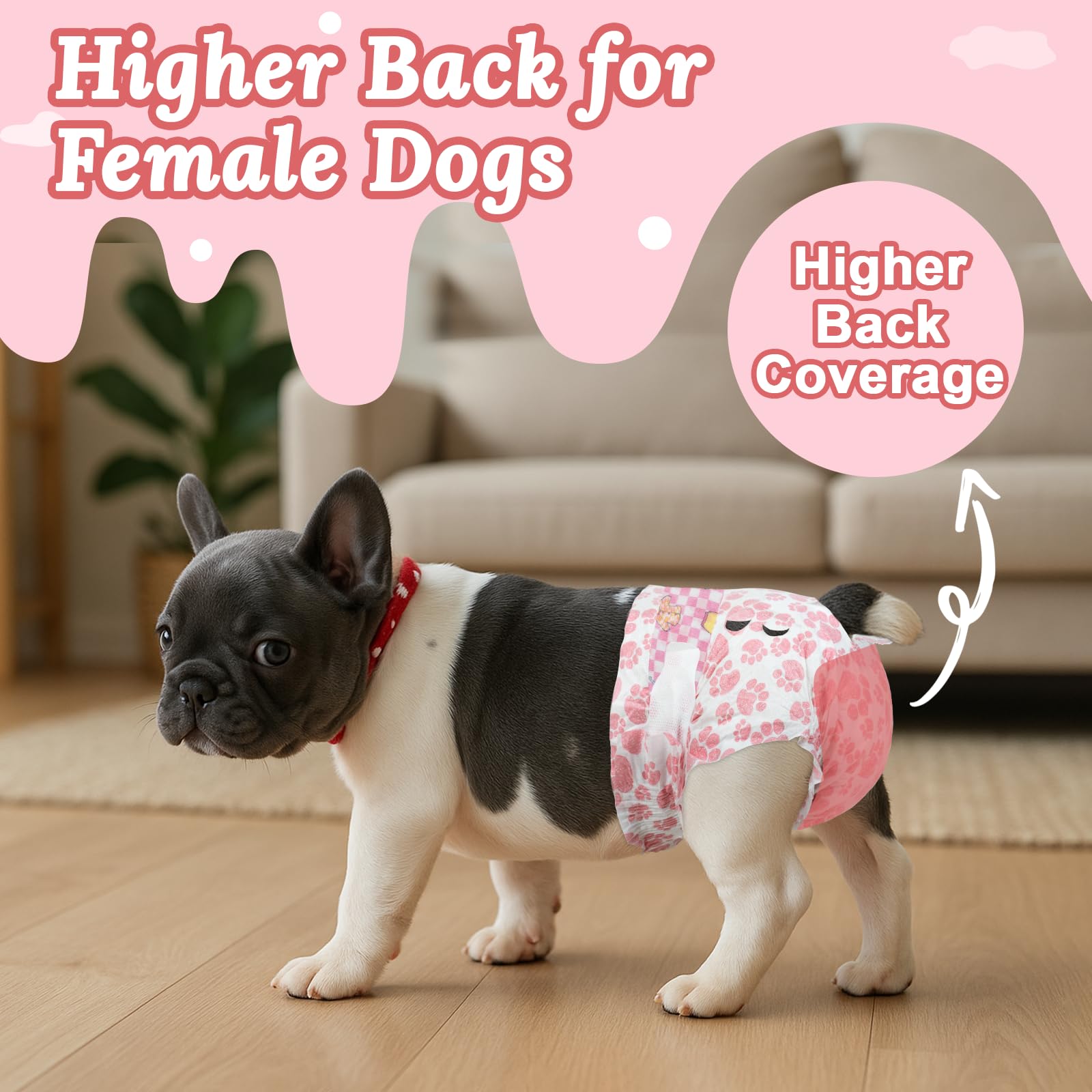 FuzzFables Dog Nappies Female 20 Count, Disposable Breathable Nappies with Wetness Indicator, Higher Back Coverage - Image 2