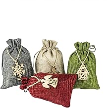Tuzsocr Calendrier de l'Avent 24 jours avec cordon de serrage, sac cadeau en lin avec cordon de serrage pour calendrier de l'Avent de Noël, fête de mariage, décorations d'anniversaire