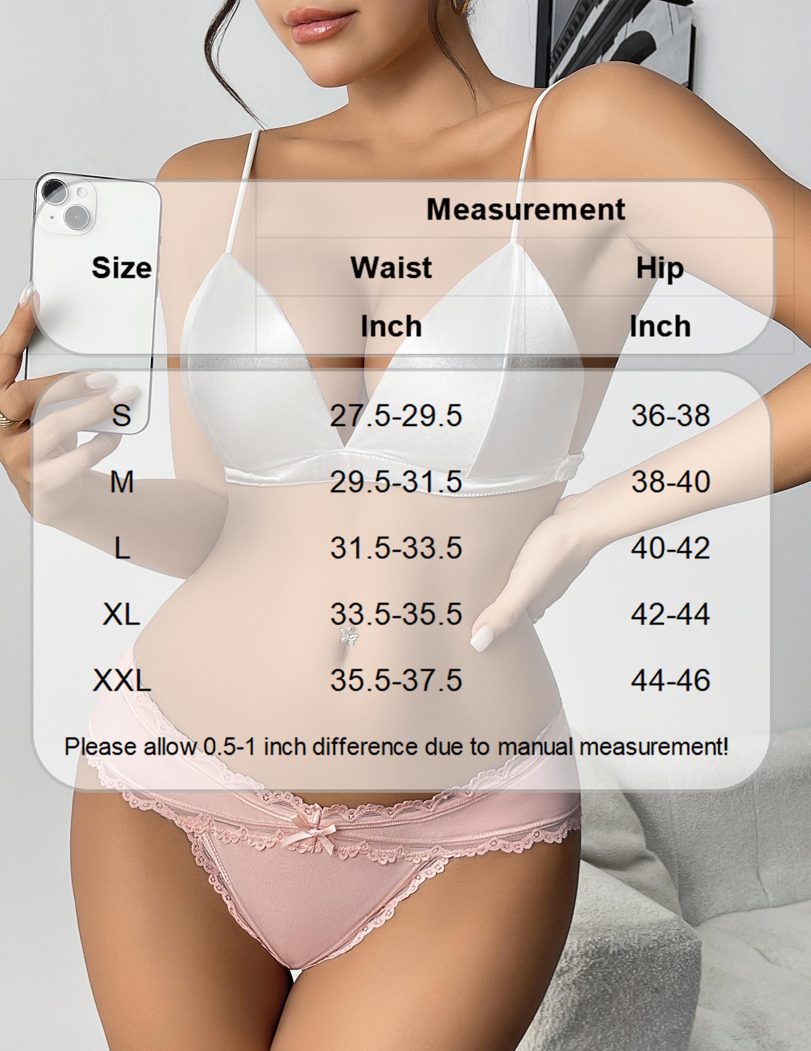 Avidlove Womens Underwear Cotton Panties Cheeky Bikini Underpanties Lace Stretch Hipster Briefs: XX-Large White