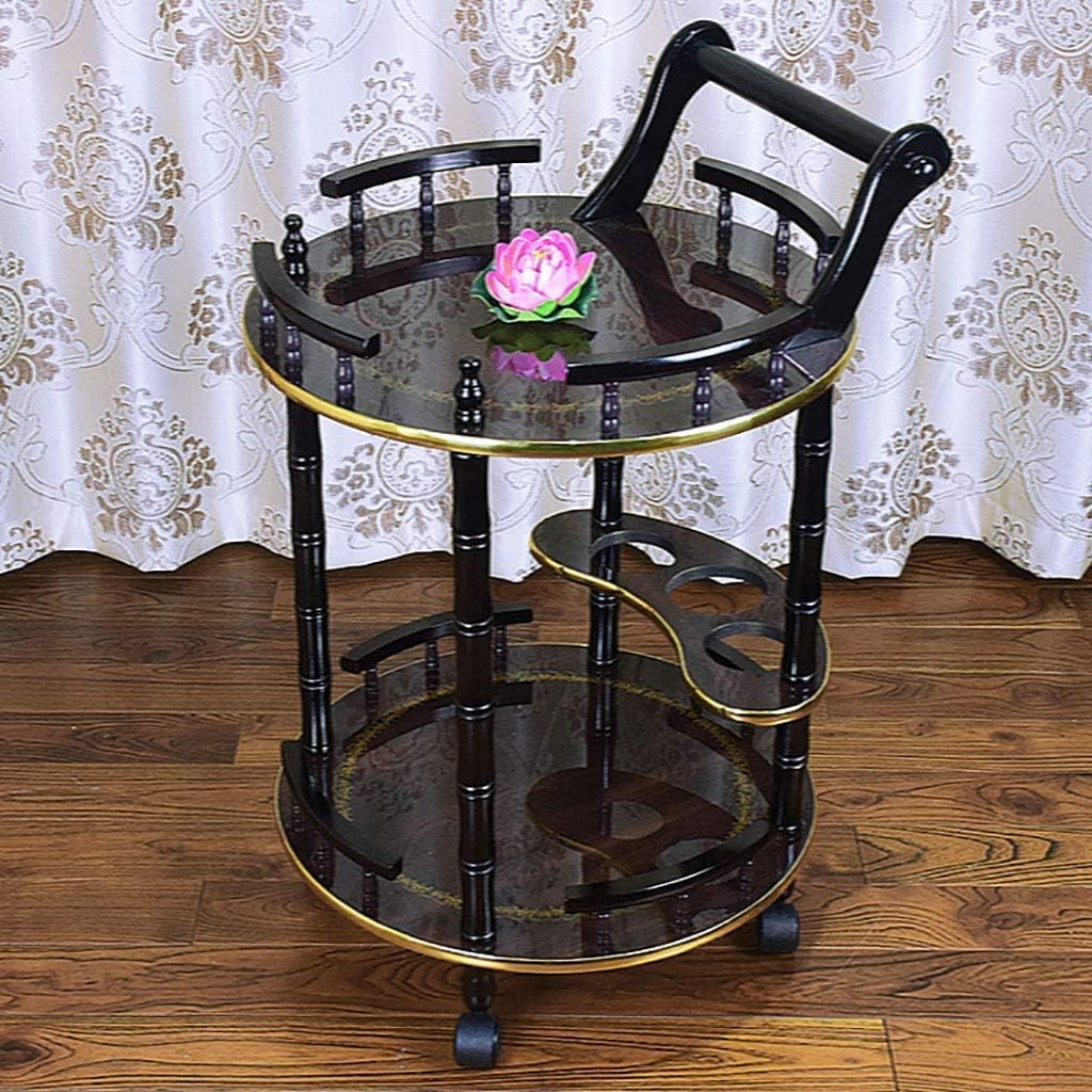 Bar Cart, Home Bar Hotel Serving Cart Wine Cart - Tea Cart Serving Trolley Wooden Dining Cart Rolling Storage Dining Cart Hotel Dessert Tool Cart Mobile Luxury Hotel & Restaurant Furniture(A)