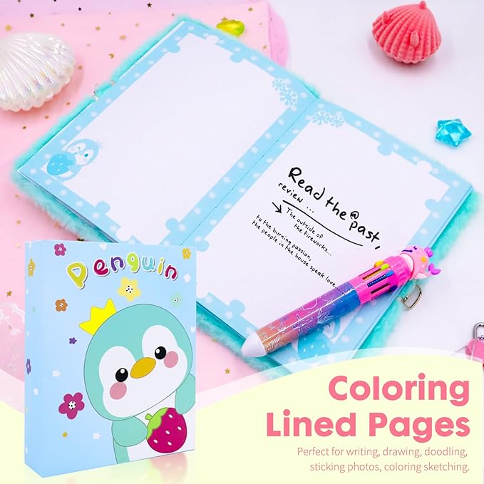 Diario de Pingüino de Peluche con Candado para Niñas miniatura 5