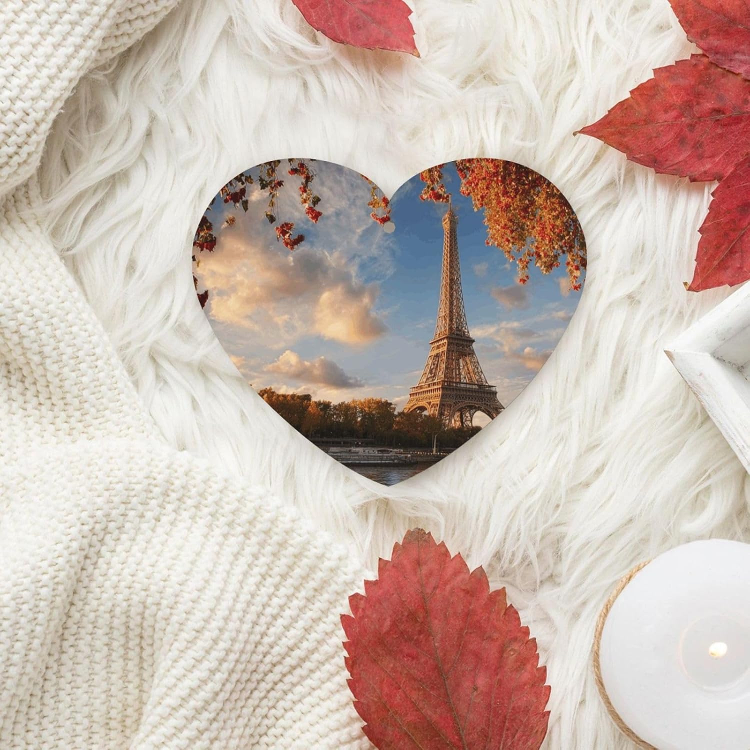 Car Air Freshener 24 PCS eiffel tower paris autumn Hanging Car Air Fresheners Auto Interior Decor Card Freshener Strong Scented Card Lavender Cars Scents for Office Bedroom Close Drawer Heart Shape