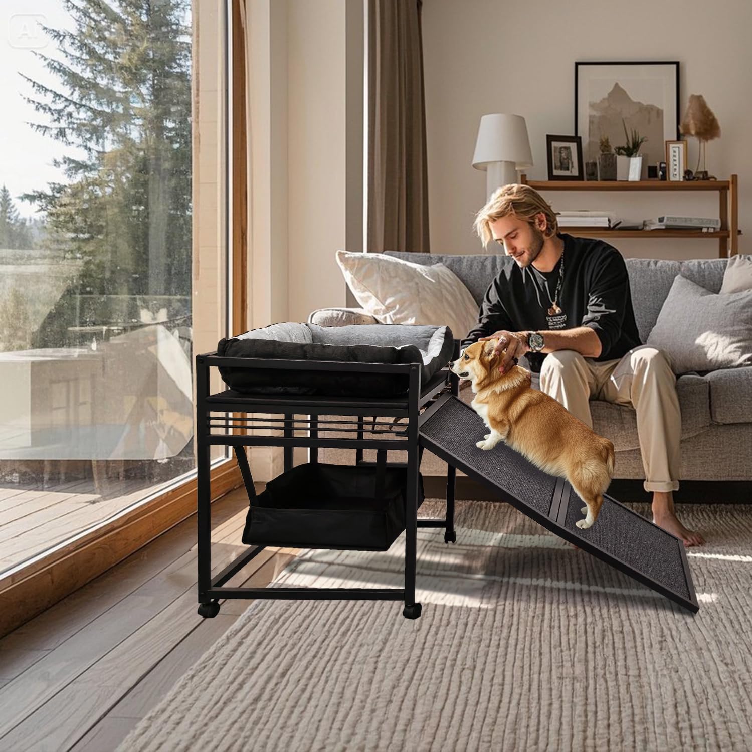 Bewegliche Struktur Haustier Treppe Rampe mit Sitz paaren Katzen/Hunde Stuhl mit Rampe hohe Betten, Folding Haustier mittlere und kleine Hunde, Katzenleiter