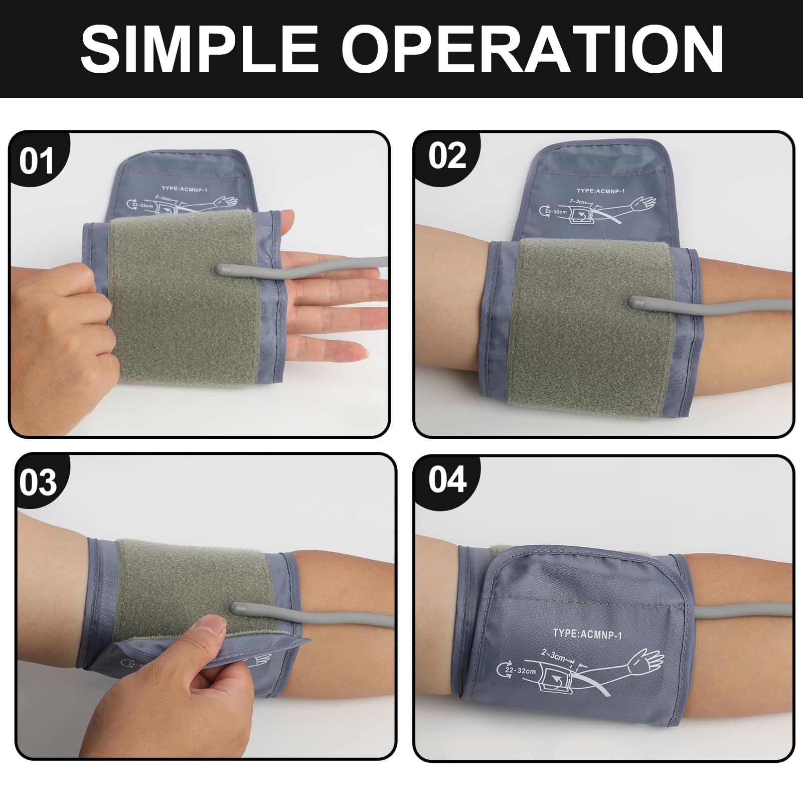 Blutdruck Manschette für Oberarm 22-32cm, Ersatz Blutdruckmanschette Kompatibel mit Omron, Universelle Manschette für Blutdruckmessgerät, Zubehör für Tragbare Blutdruckmessgeräte
