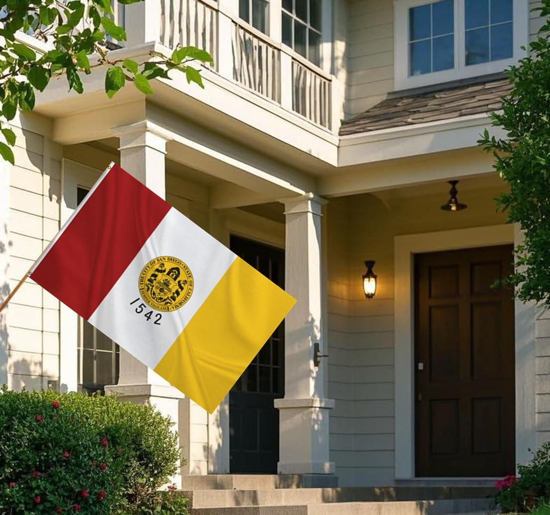 San Diego City Flag 3x5FT,Heavy Duty 100D Polyester Flag, Vivid Colors,Flags Banners with 2 Brass Grommets for Indoor Outdoor. (San Diego, 3x5ft)