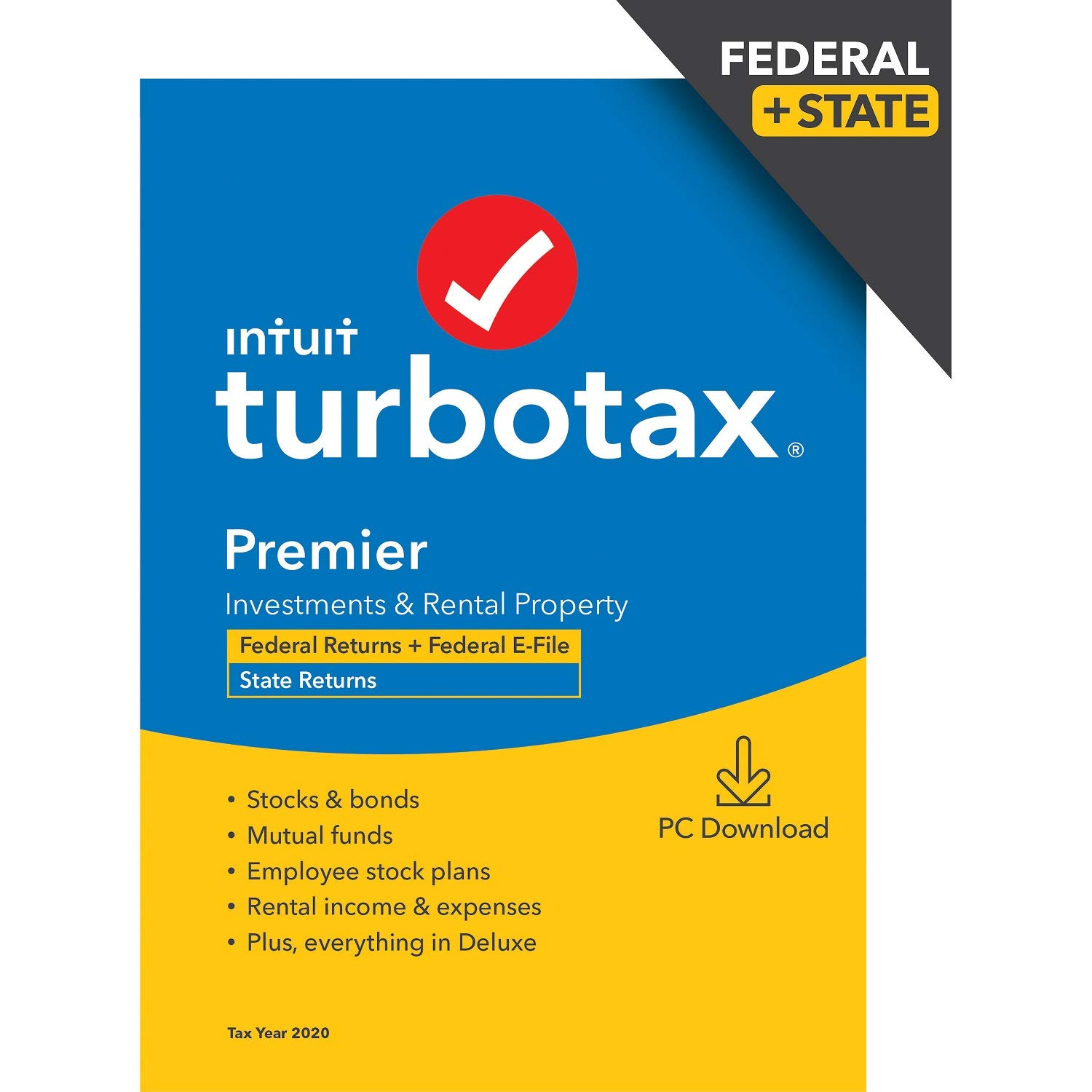 TurboTax Premier 2020 Desktop Tax Software Federal and State Returns  | amzdealz