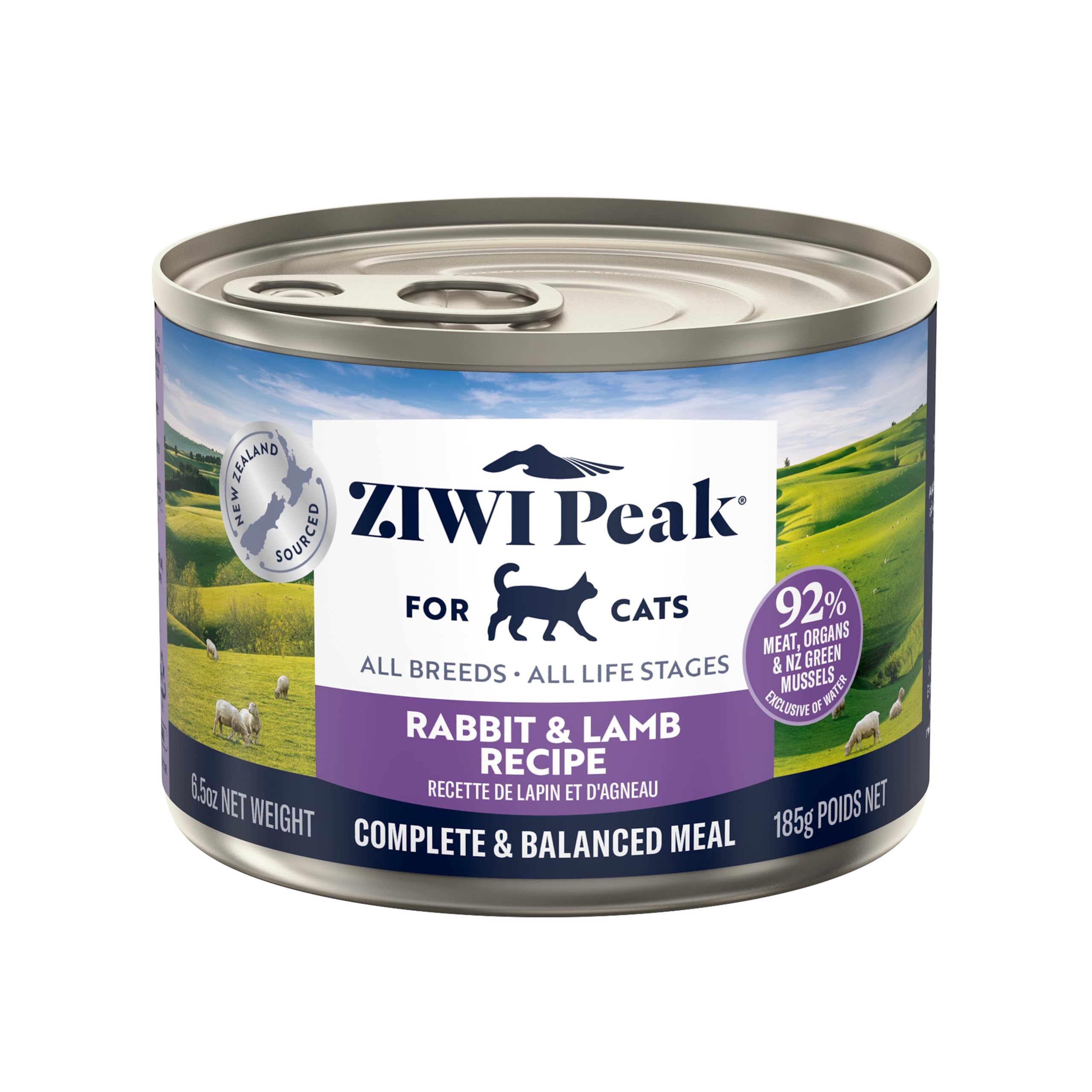 ZIWI Peak Wet Cat Food – All Natural, High Protein, Grain Free, Limited Ingredient, with Superfoods (Rabbit & Lamb, Case of 12, 6.5oz Cans)