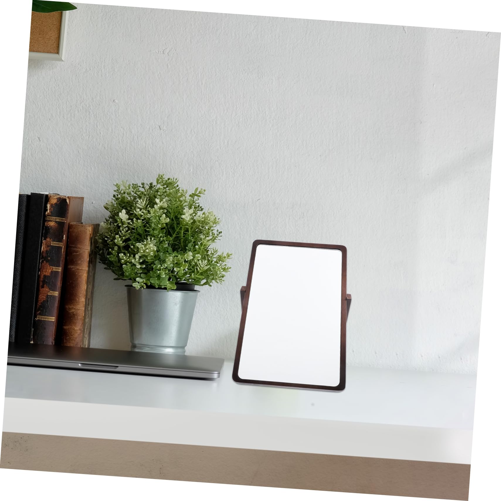 CALLARON Specchio Cosmetico Da Tavolo Pieghevole Legno Design Per Makeup Per Casa e Ufficio Pratico e Stabile Colore Noce