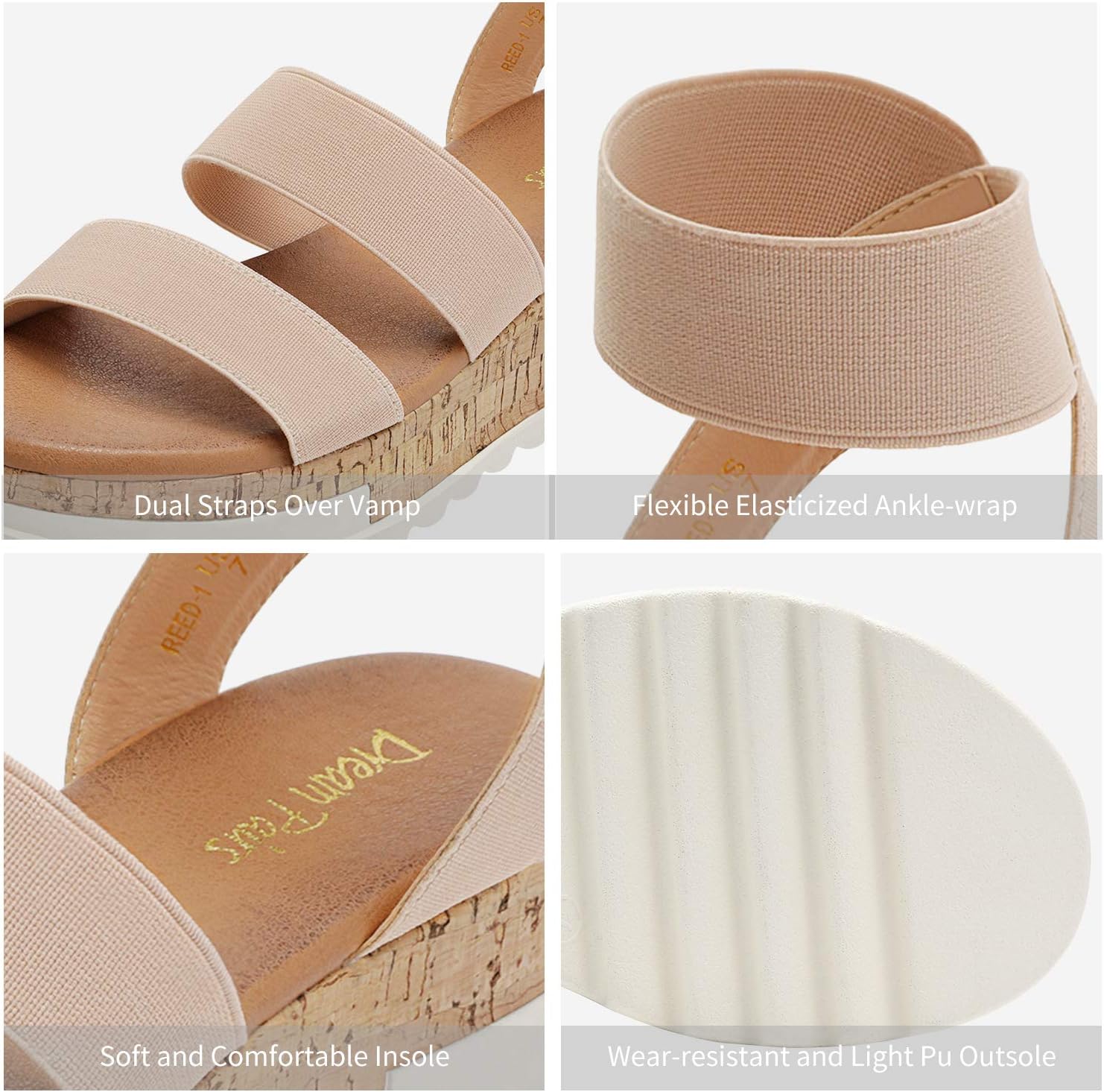 DREAM PAIRS Women's Open Toe Elastic Ankle Strap Casual Flatform Platform Wedges Sandals - Image 4