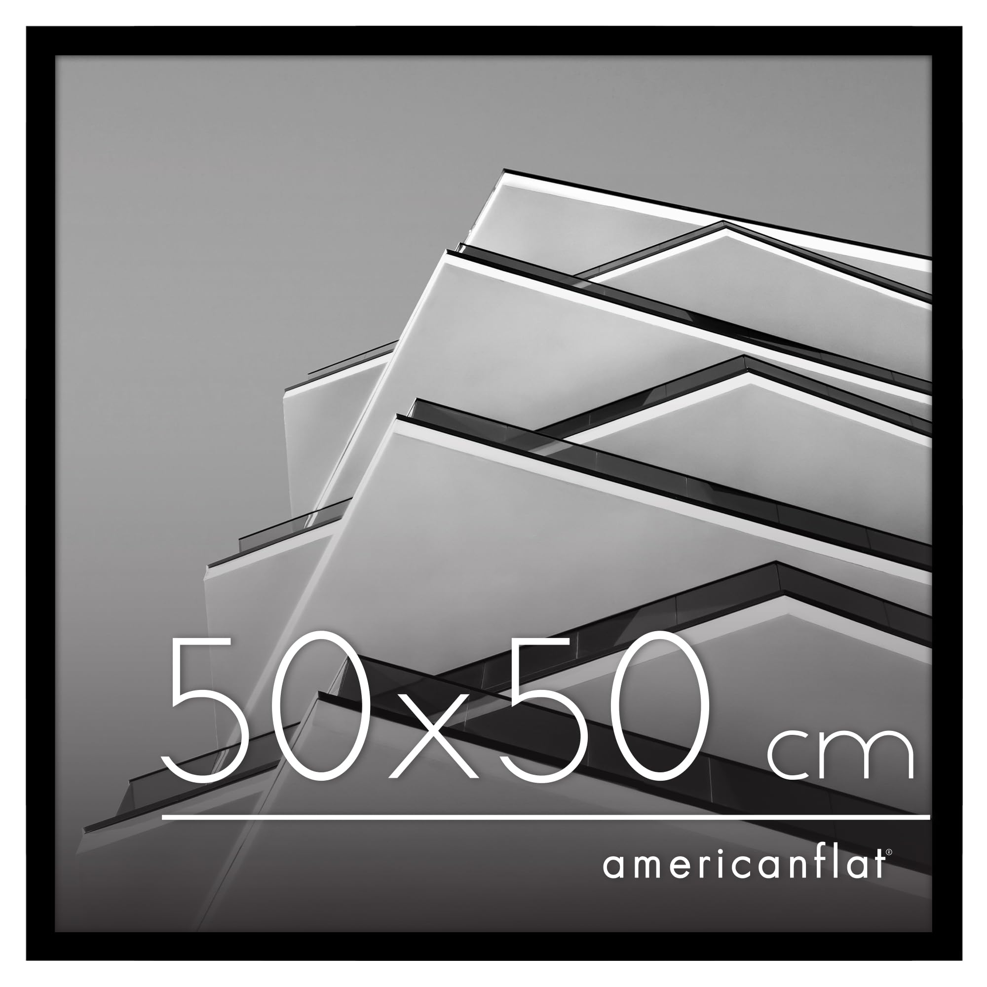 Americanflat 50x50 cm Picture Frame - Slim Moulding - Black