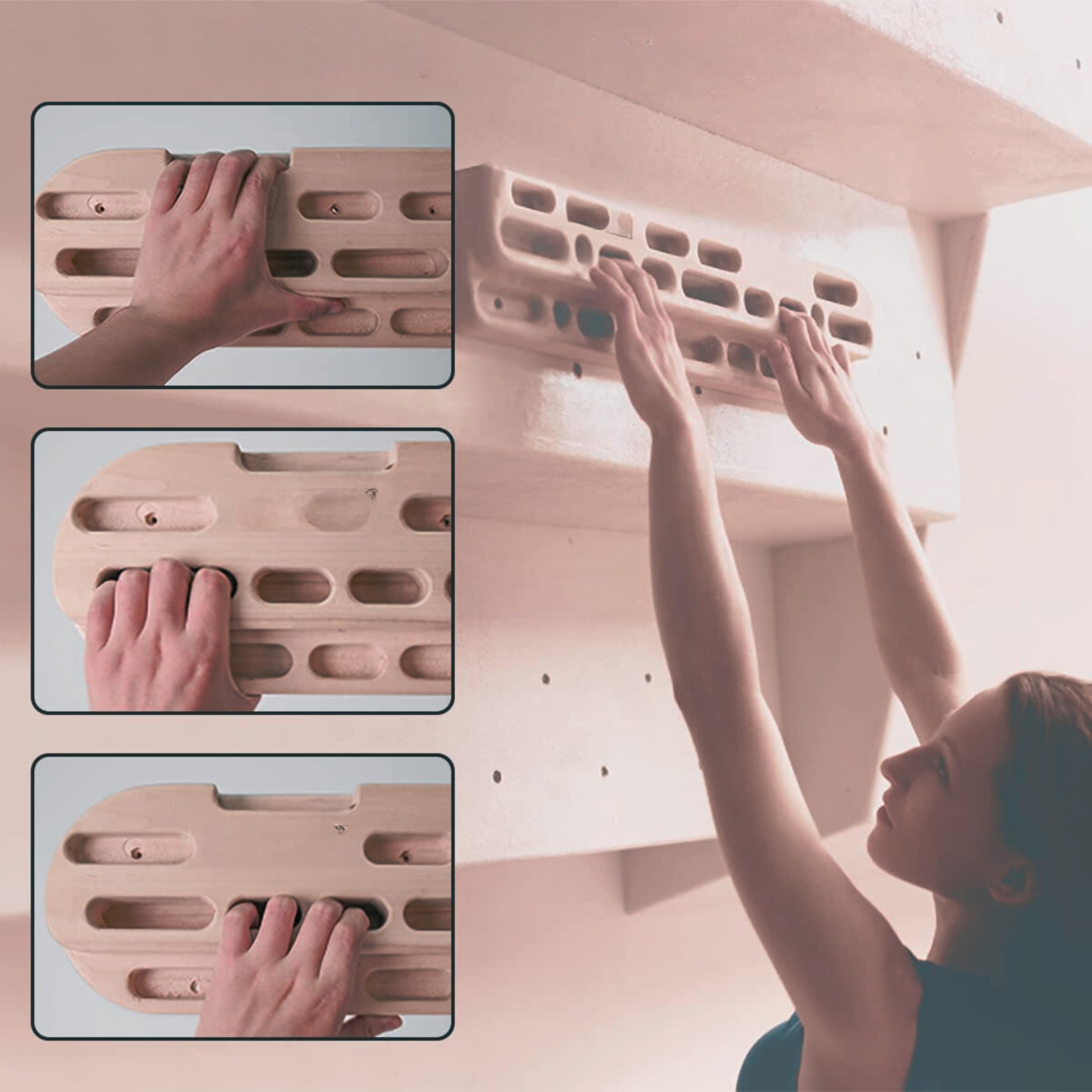 Hangboard Tabla Entrenamiento Escalada Multipresa Escalada Hangboard Escalada — Tabla de Madera Extragrande 60 cm, Resistente 150 kg, con Presas Variadas para Fuerza y Técnica en Casa o Gimnasio