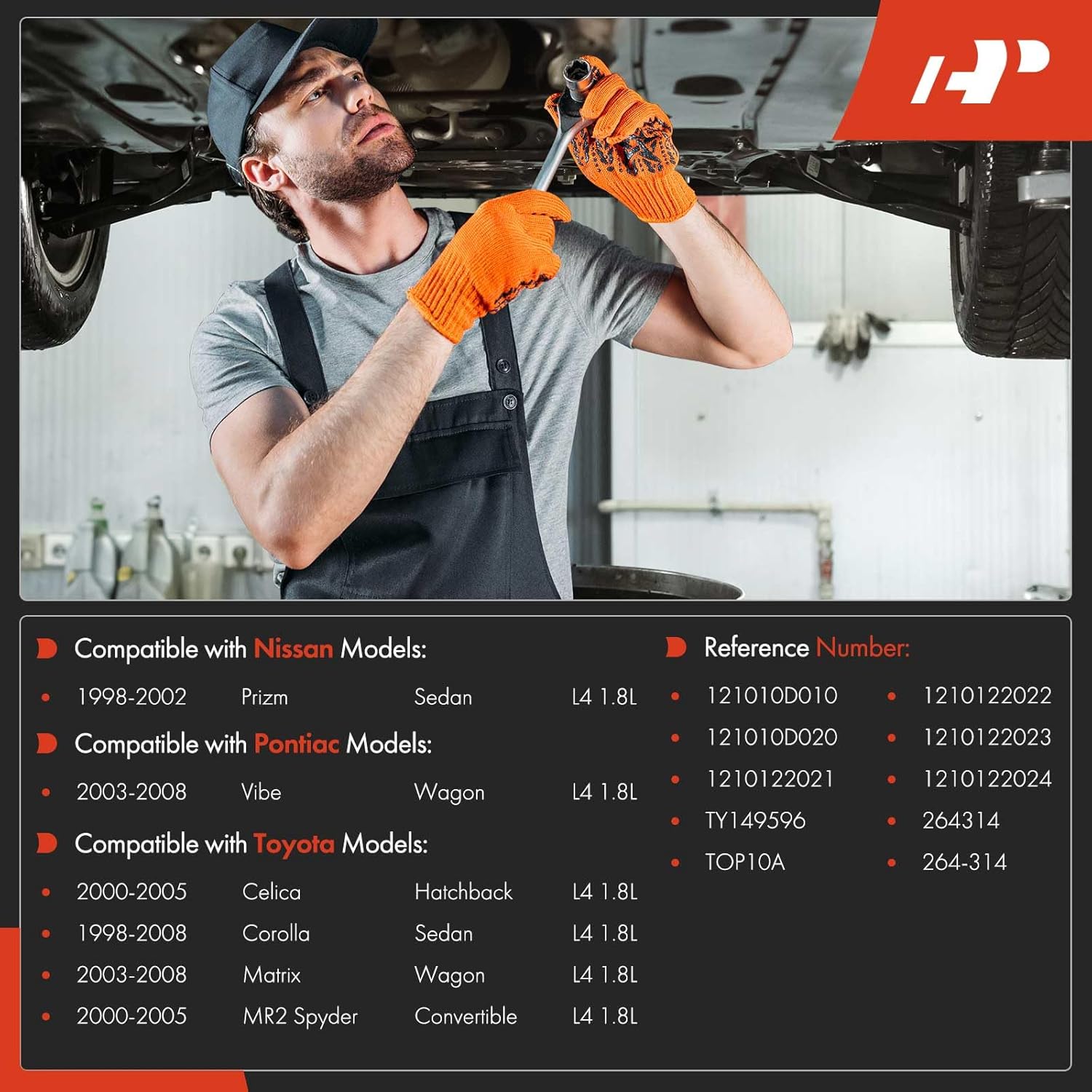 A-Premium Engine Oil Pan Sump with Drain Plug Compatible with Toyota Corolla 1998-2008, Celica 2000-2005, Matrix 2003-2008, Chevrolet Prizm 1998-2002, Pontiac Vibe 2003-2008, 1.8L, Replaces 121010D010