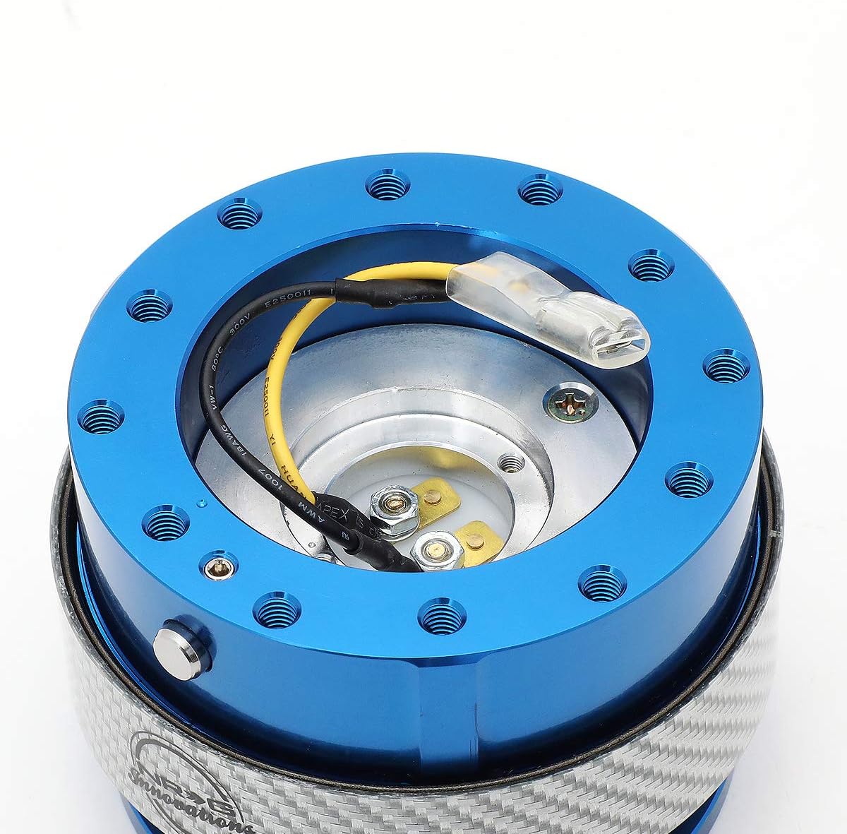 NRG Innovations Gen 2.0 Steering Wheel Quick Release Adapter 6-HOLE with Mounting Bolts, Quick Release - Blue Body/Carbon Fiber ring, NRG-SRK-200BL-SC