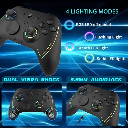 Miniatura 3 de ROTOMOON HD151-S Wireless Game Controller with 7 Colors LED Lighting Compatible with Xbox One SX, Xbox Series SX, with 2.4G Wireless Adapter, 3.5mm