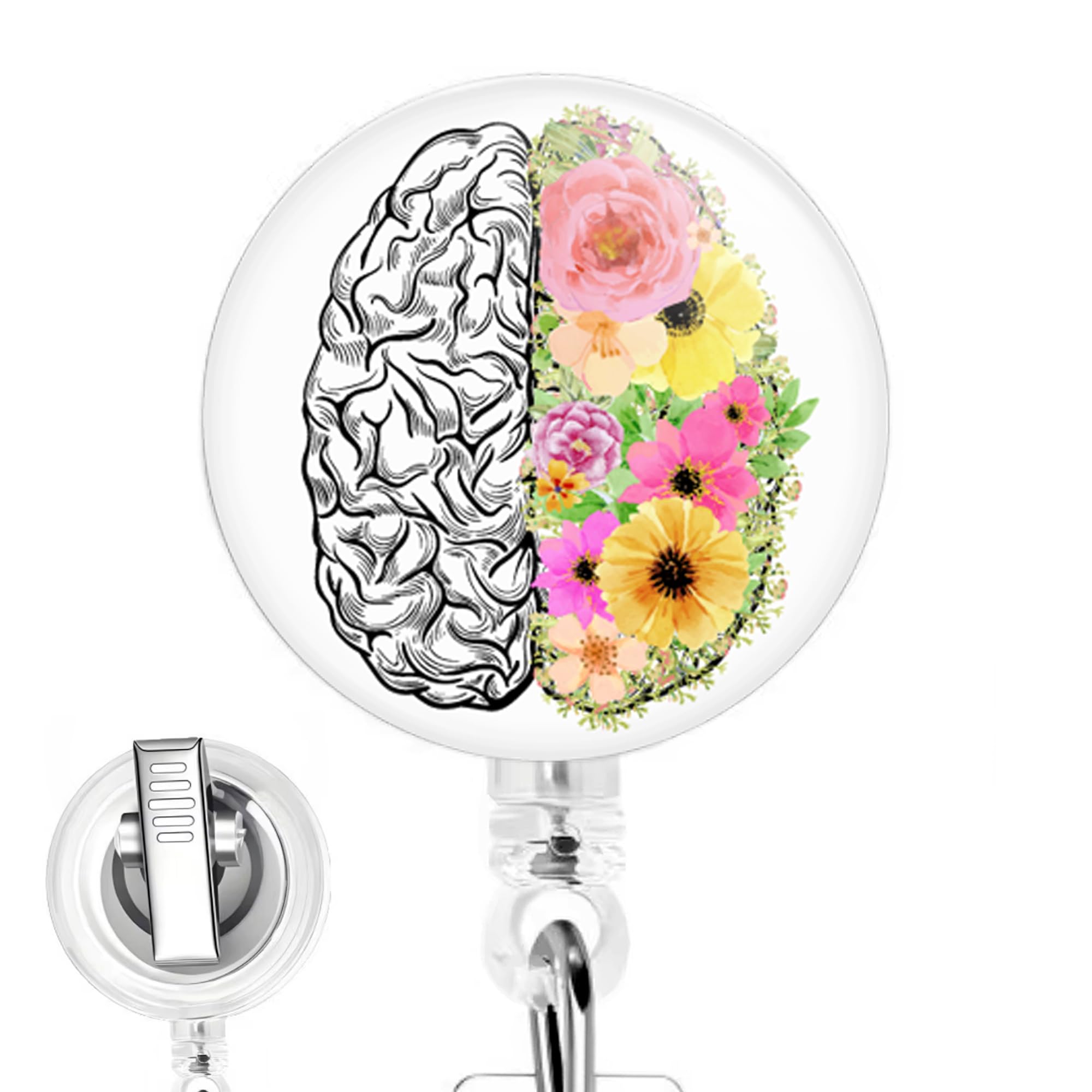 Limeloot Floral Brain Badge Reel with 34 Inch Cord | Authentic USA Import for Nurses & Professionals - main product image