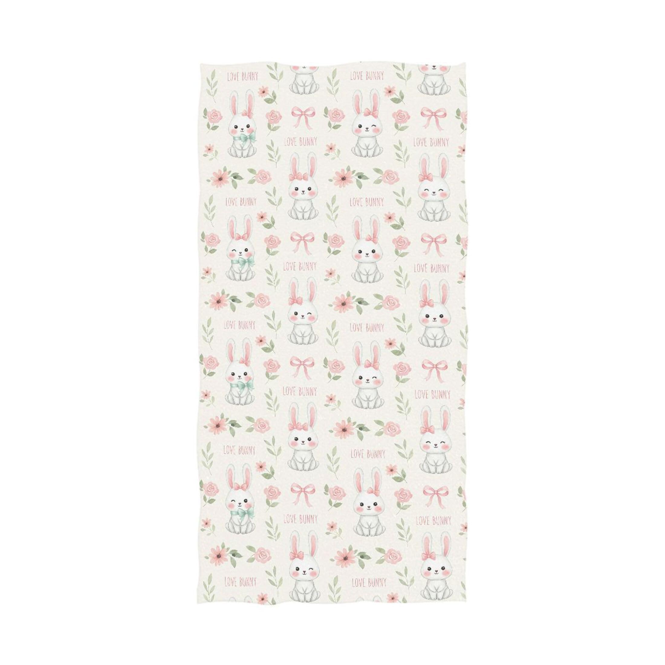 Kutsu Bunny Bath Towel, Highly Absorbent Cotton Soft Bath Hand Towel for Bathroom Kitchen Hotel Spa, 64 x 32 In