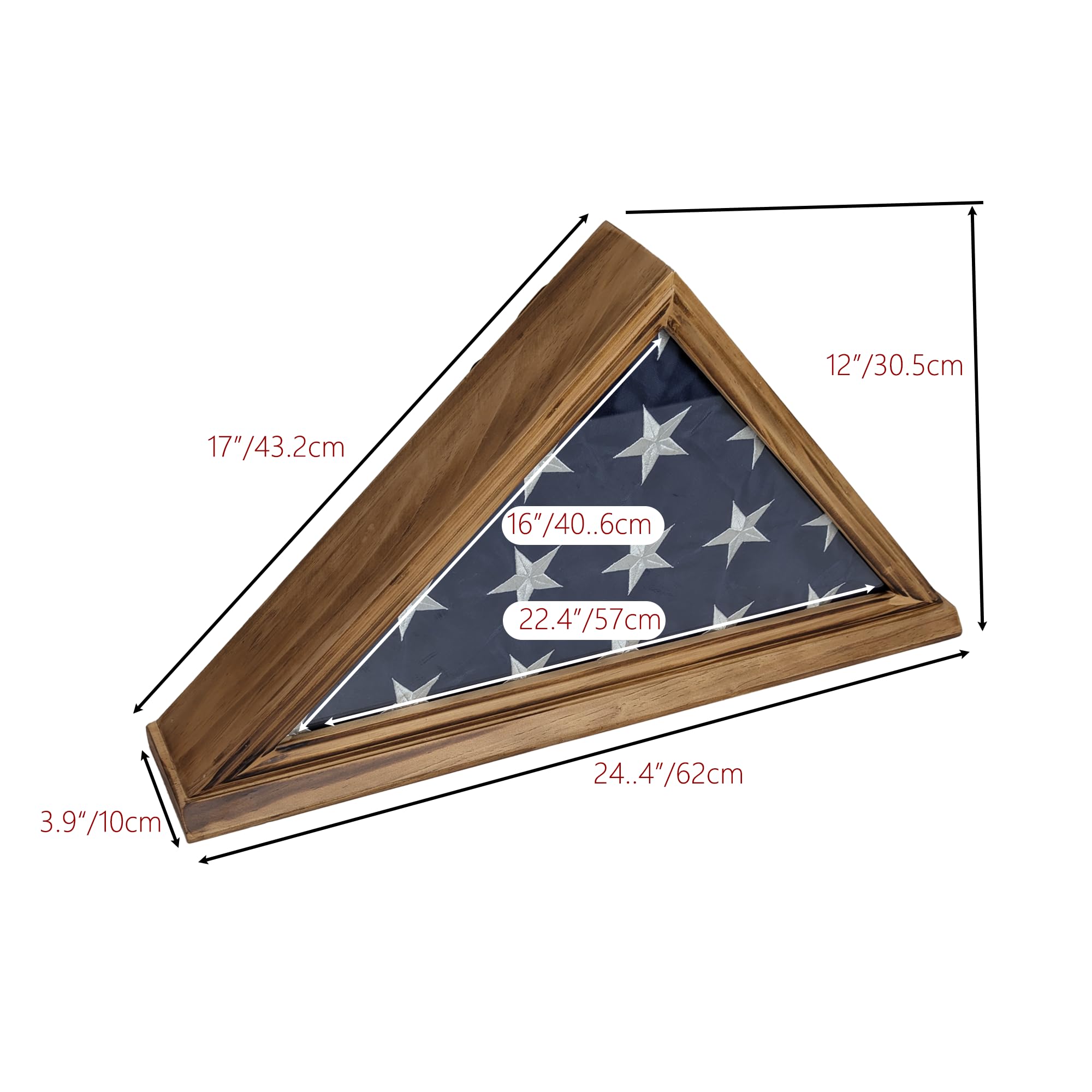 Condition photo showing New/Like New for premium flag display case for burial flag - military shadow box for 5x9.10 veteran burial flag, solid wood wall mounted flag holder with transparent glass front - memory box for veteran funeral flags