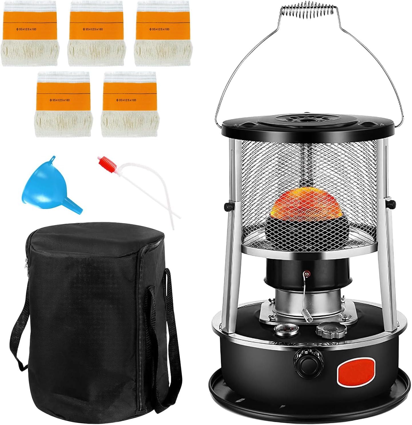 Kerosene Space Heaters, 2 In 1 Portable Kerosene Heaters, non-Electric indoor/Outdoor Heaters, Height Adjustable Kerosene Stove, for Home, Garage, Basement And Camping And Patio Black.