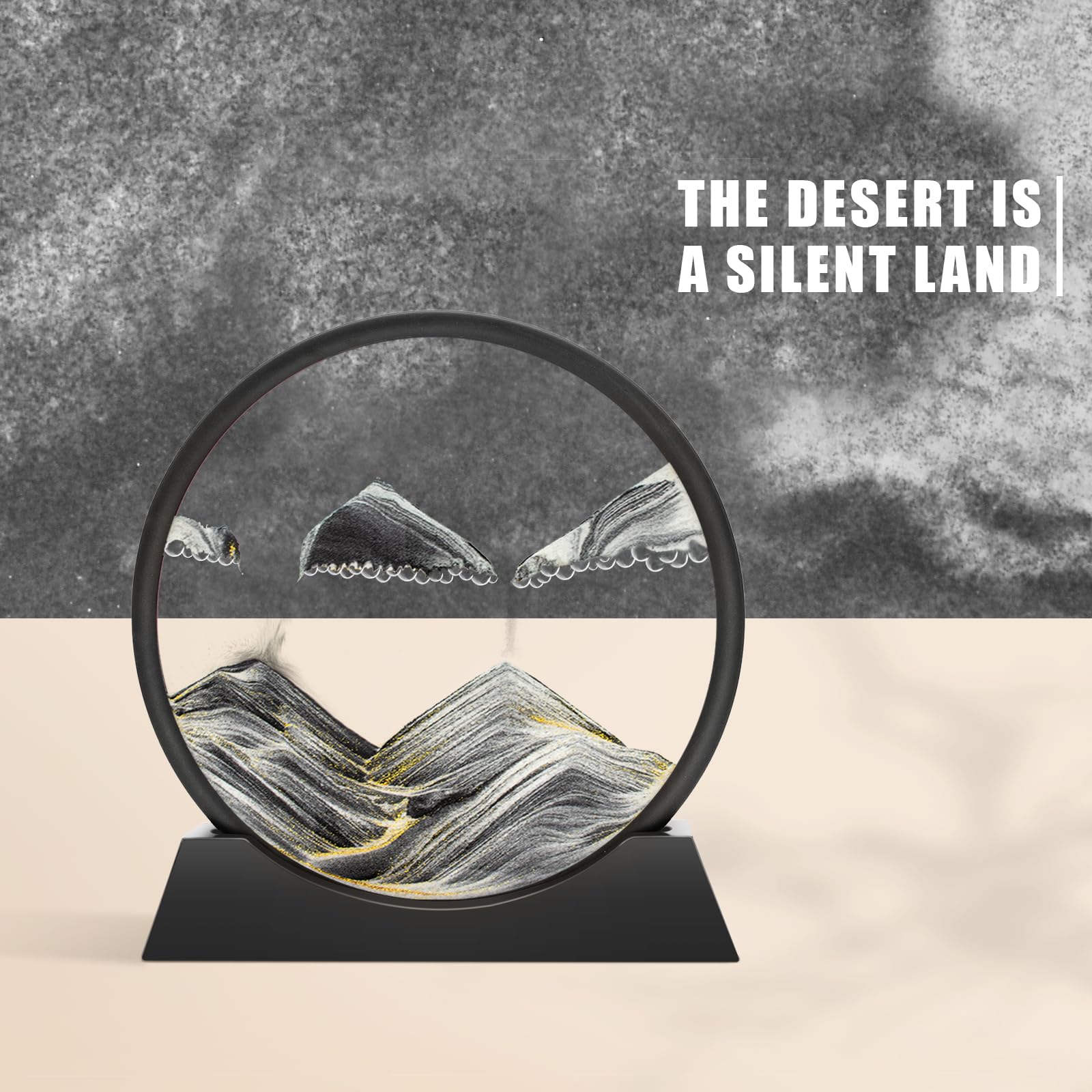 Wai Danie Pittura di Sabbia Che Scorre Quadro Sabbia Movimento sabbia dinamica 3d Hourglass Deep sea Sandscape Display Decorazioni per la Casa e l'ufficio Giocattoli da Scrivania per Adulti (nero 12")
