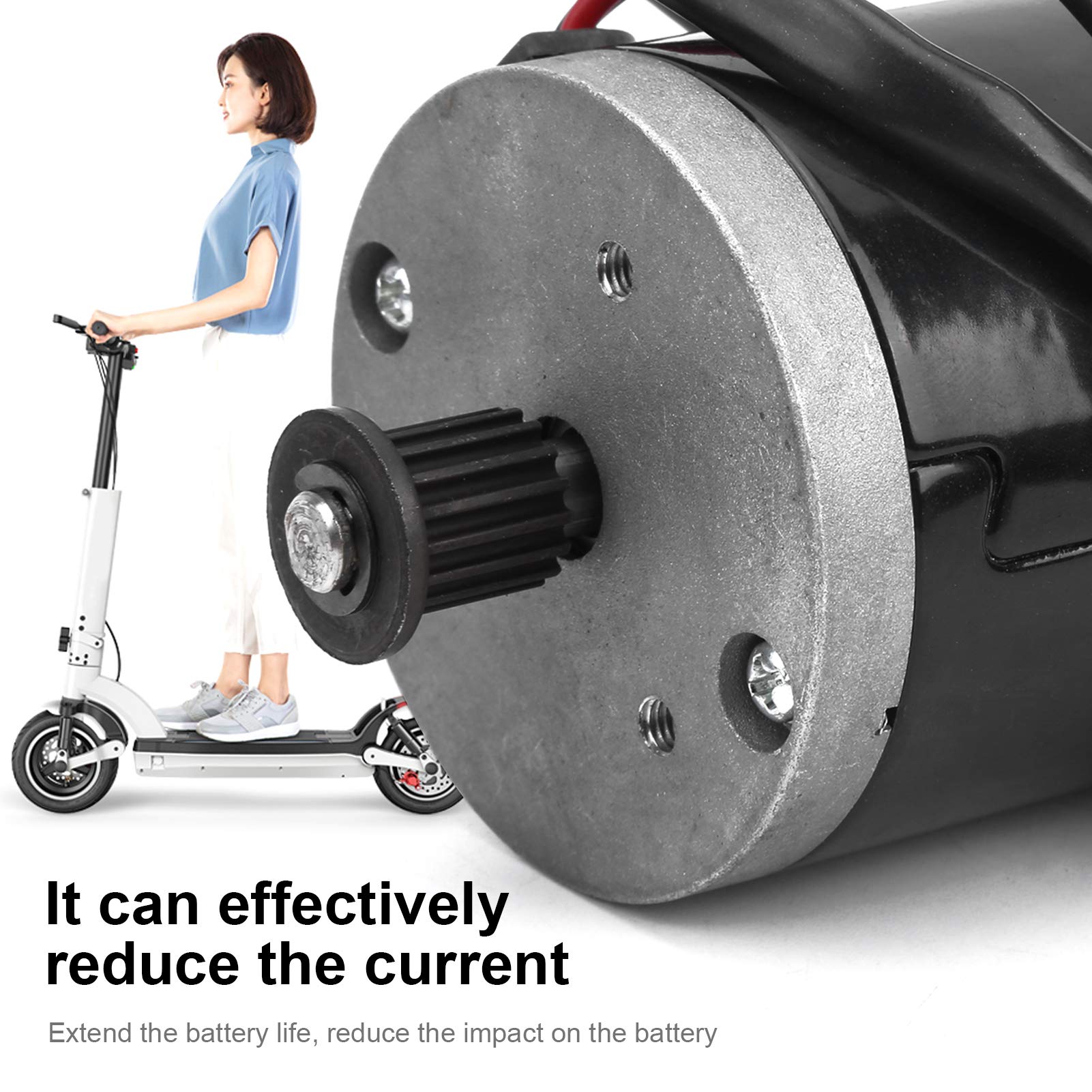 Electric Brushed Motor, 12V 100W High Speed Brush Motor with Belt for Electric Scooter Replacement