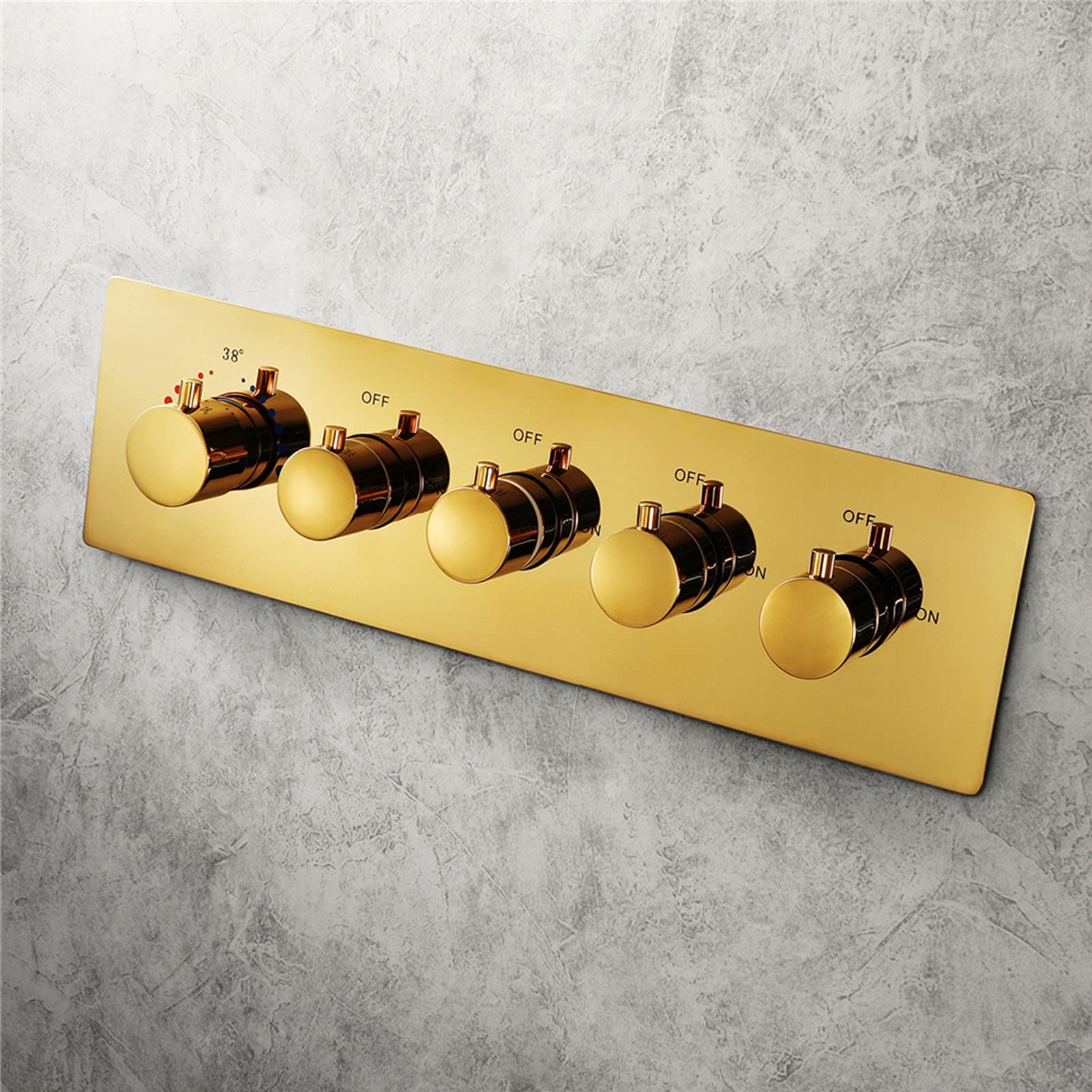 Sistema doccia a pioggia di lusso, soffione doccia a LED da 60 x 80 cm, con altoparlante musicale Bluetooth, set doccia termostatico, telecomando nero (telecomando dorato)