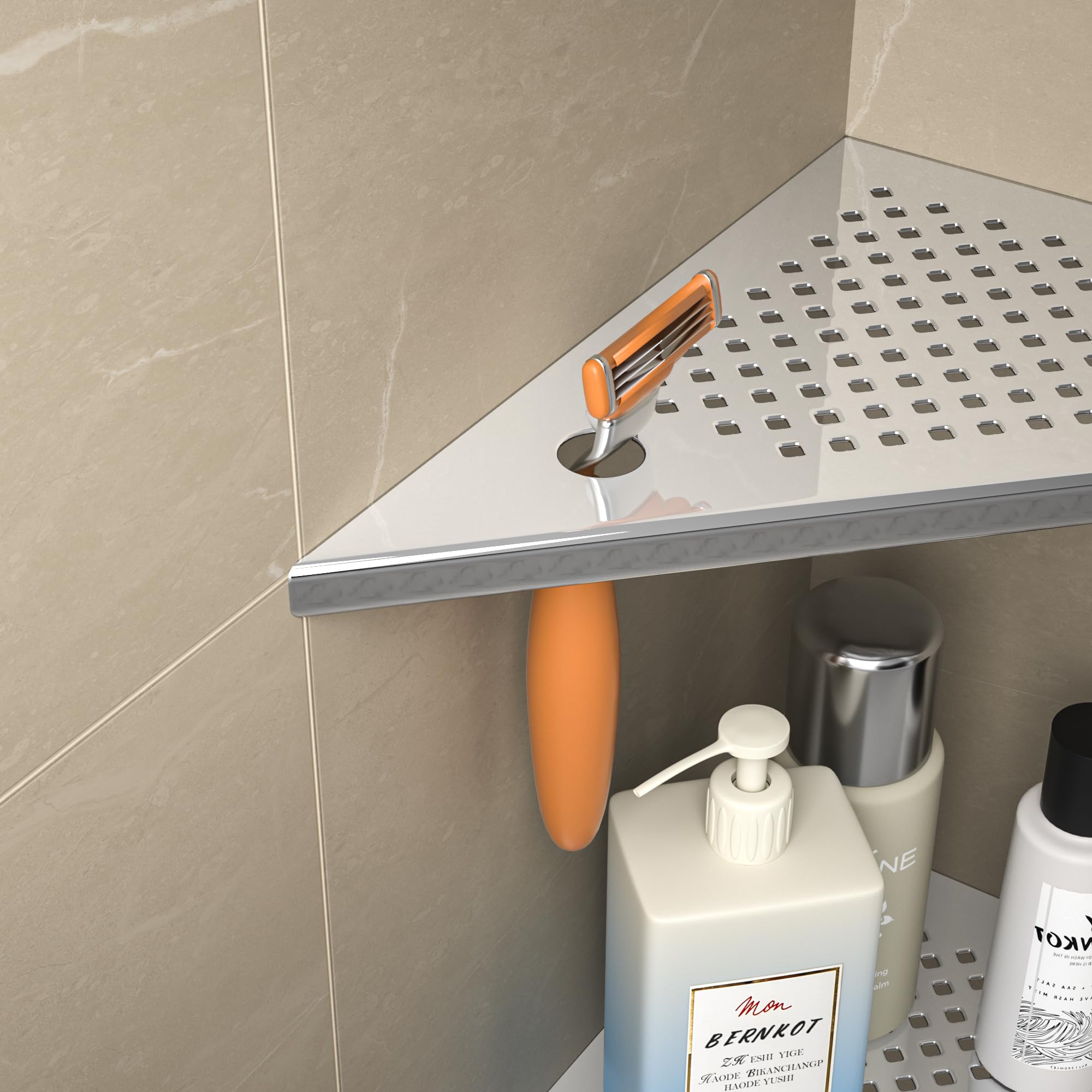 Eck-Duschregal aus 304-Edelstahl, 25,4 cm Eckregal für die Dusche | Duschablage Ecke für Badrenovierung, passend für geflieste Wände, poliert