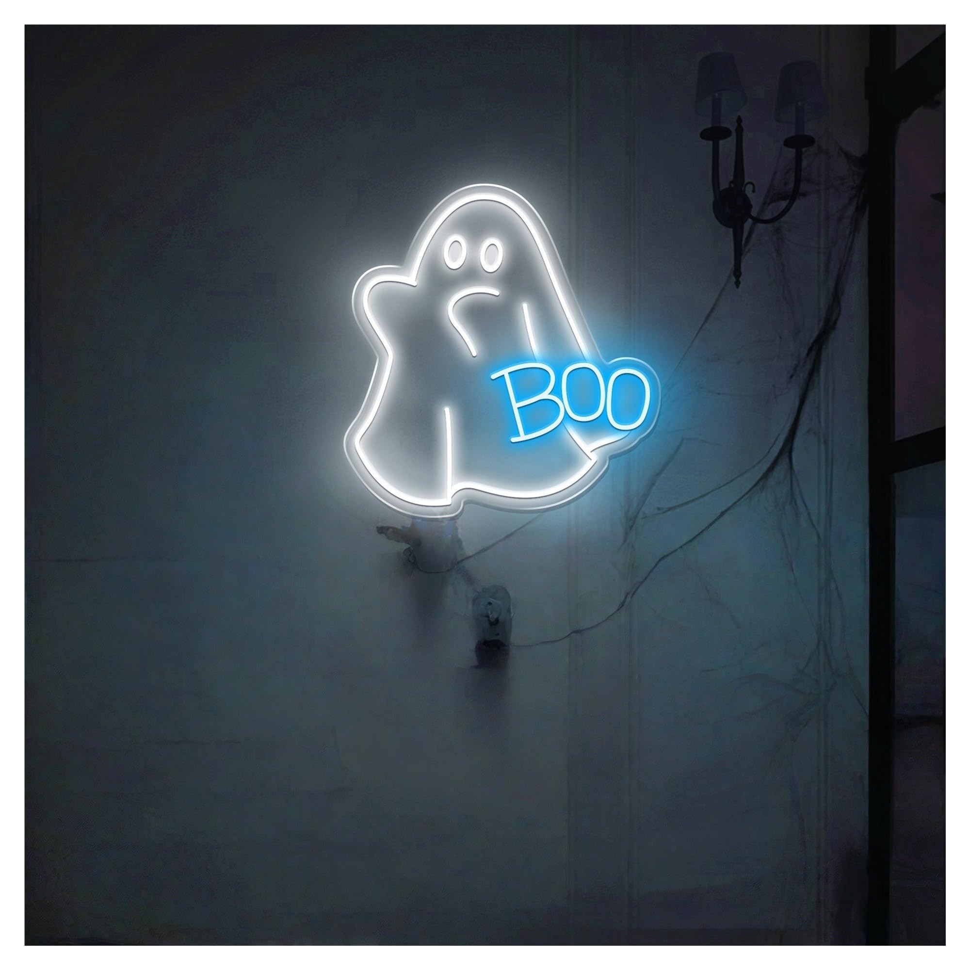 RONGCH Hanging Art Neon Signs Ghost Boo Neon Sign, Suitable for Home Party Decor with Brightness Adjustable 40cm(B)