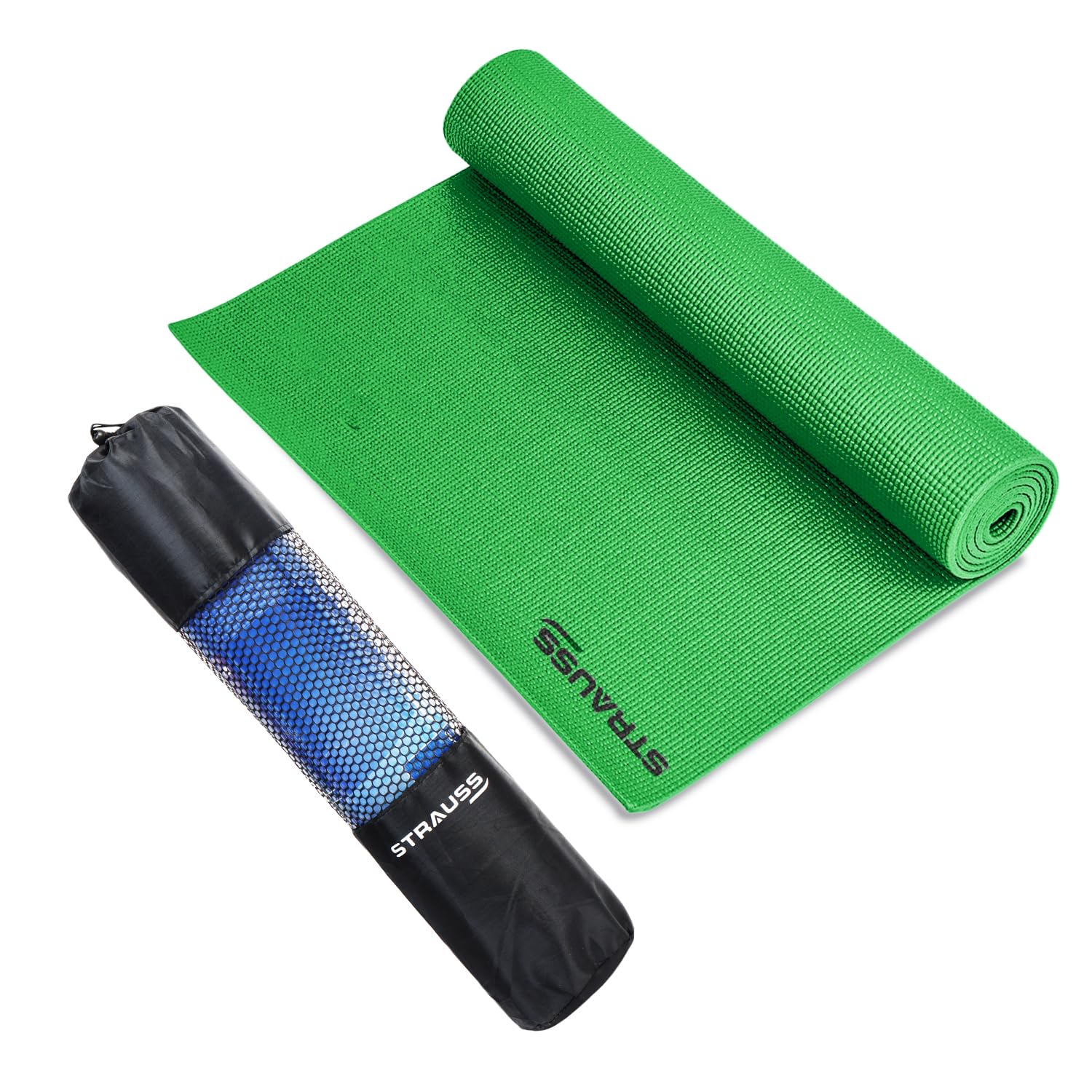 STRAUSS Yoga Mat with Carry Bag | Anti-Slip Exercise Mat for Women & Men | Home Gym Workout, Yoga, Pilates | Eco-friendly | Non-Slip Surface | Lightweight & Durable | 8mm (Green)-image-40