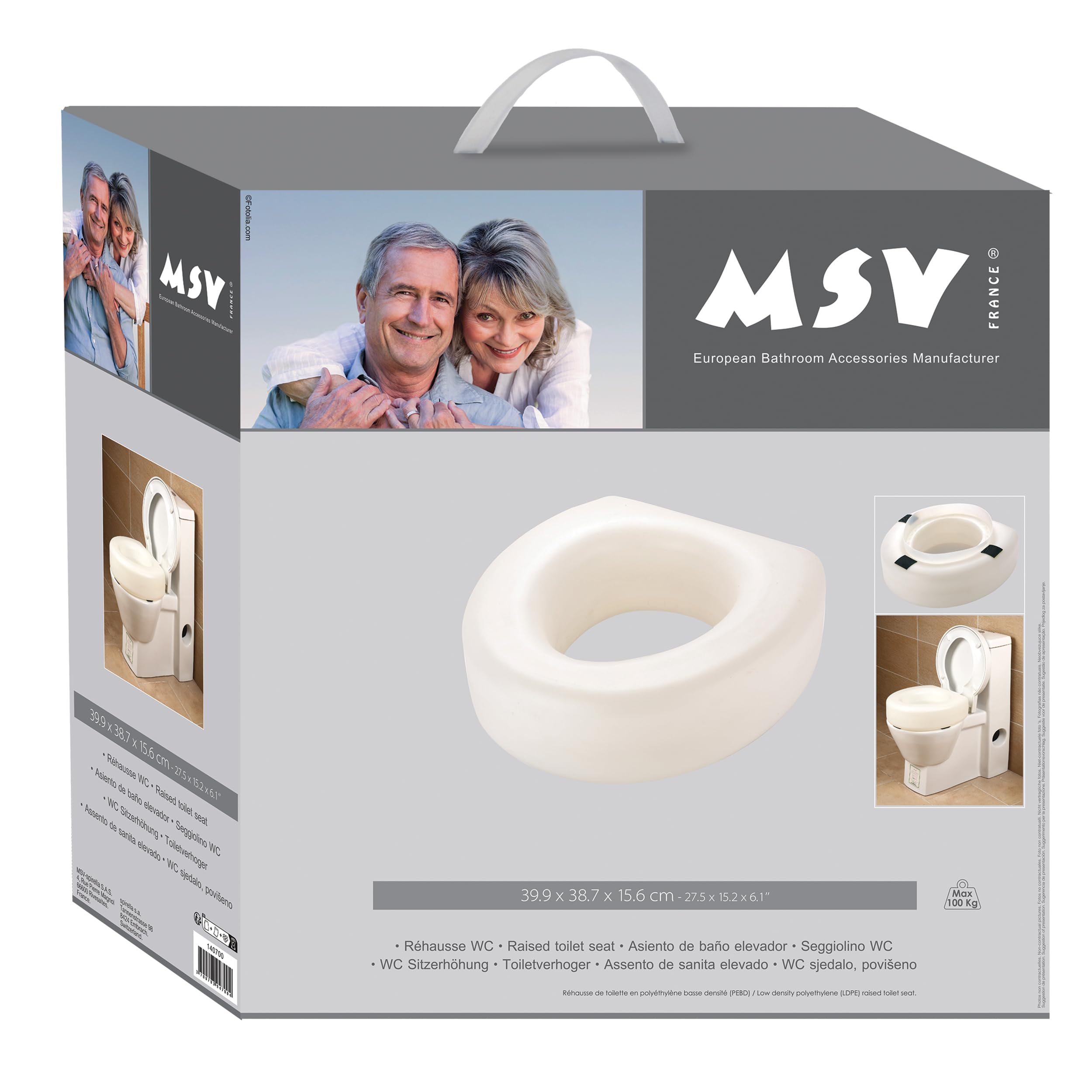 MSV WC Sitzerhöhung Toilettensitzerhöhung Toilettenaufsatz Toilettensitz 100kg belastbar, Weiß