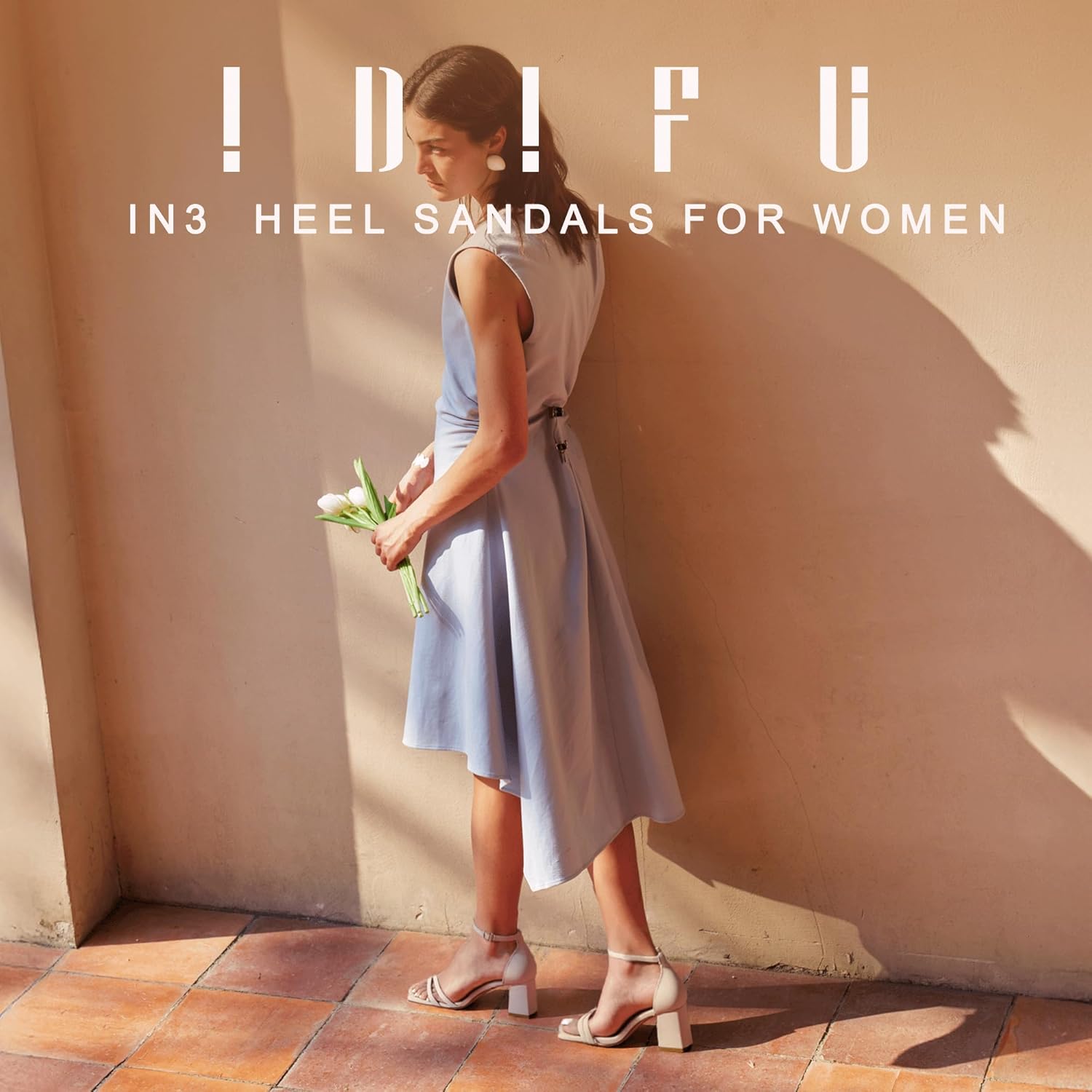 IDIFU IN3 Strappy Chunky Block Low Square Open Toe Heels Dress Shoes for Women Dressy Wedding Prom Bridal Bridesmaid Shoes Ankle Strap Heeled Sandals Comfortable Cute Trendy Short Thick Heels - Image 4