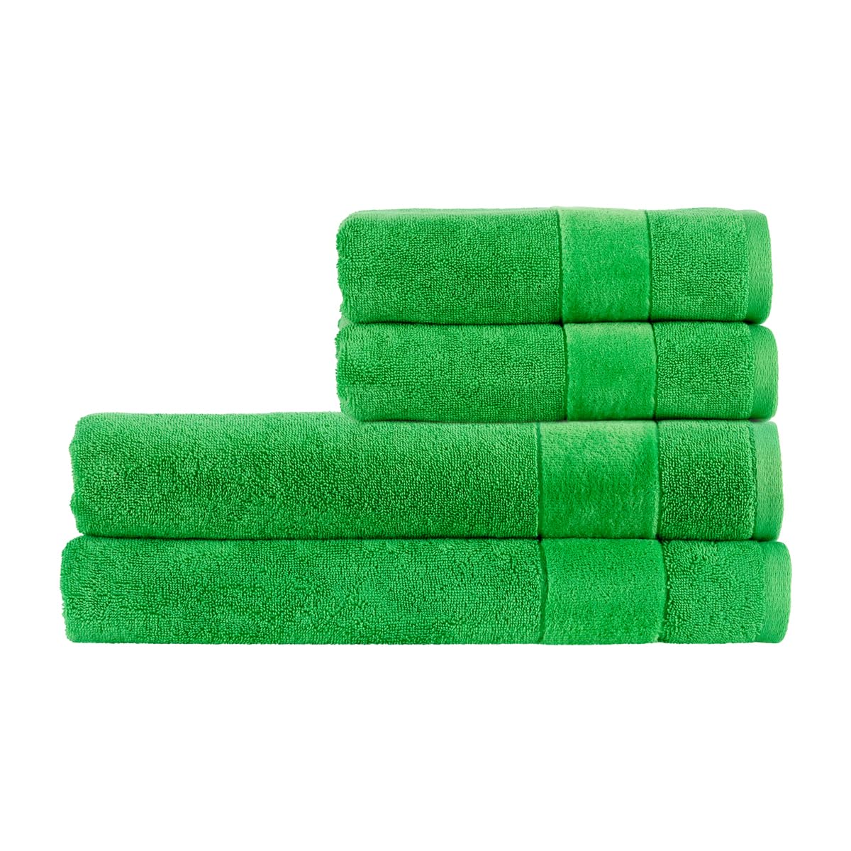 Christy Absinthe Prism Bath Sheet Set | 4 Pieces | Vibrant Colours | 100% Turkish Cotton | Super Soft And Fluffy | Quick Dry | 2 Bath Sheets 2 Hand Towels | Green