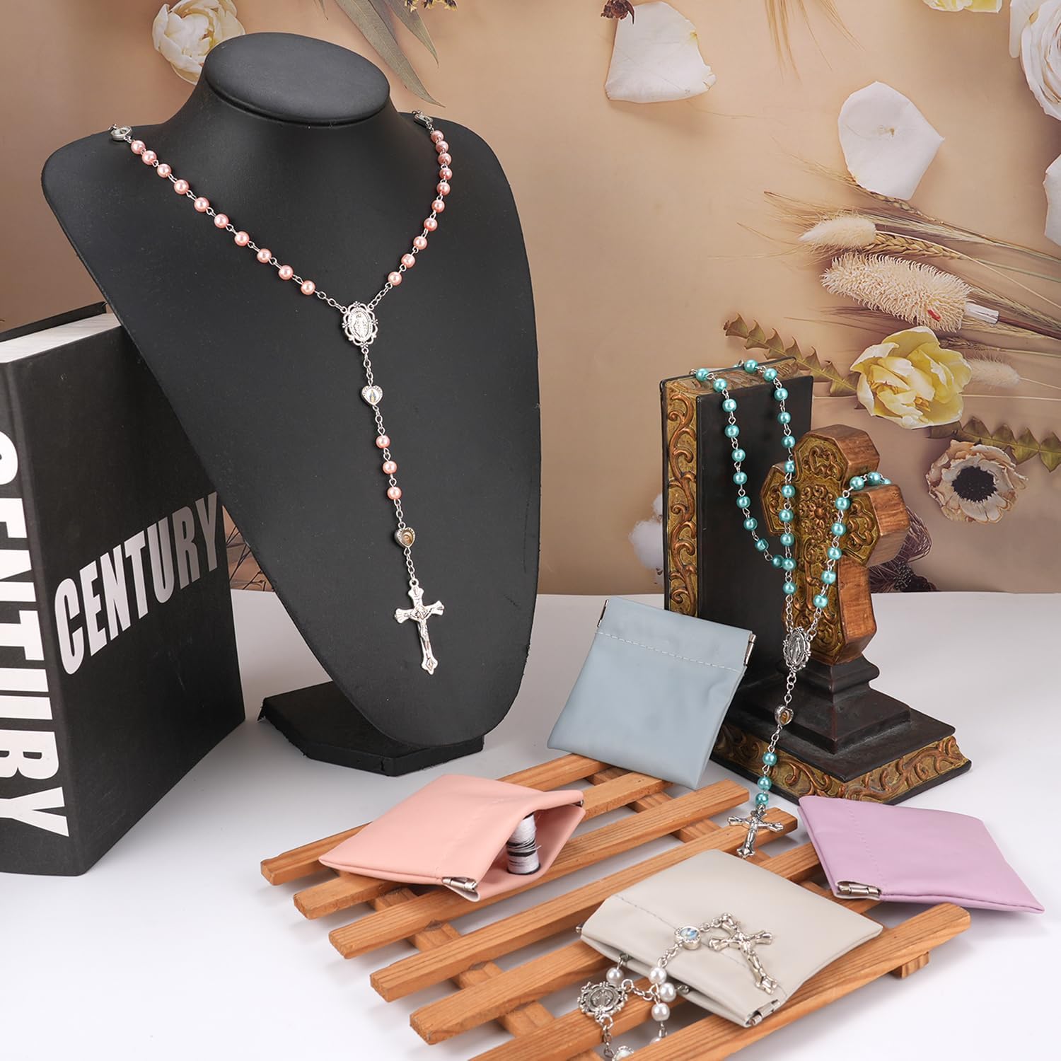 Rosary Beads Catholic, Rosary Necklace with Leather Pouch with Magnetic Top Bag for Men and Women Christian Gifts - Image 6